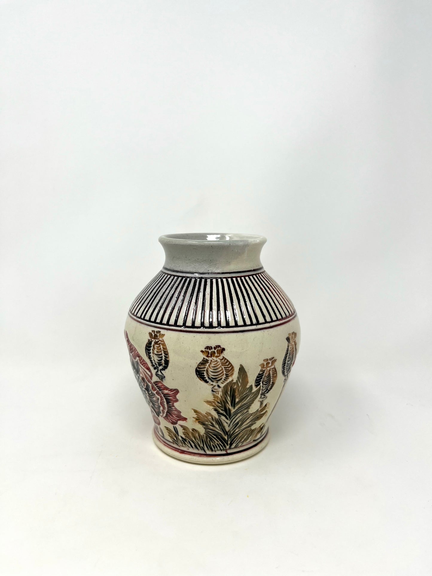 Carved Poppy Vase #3