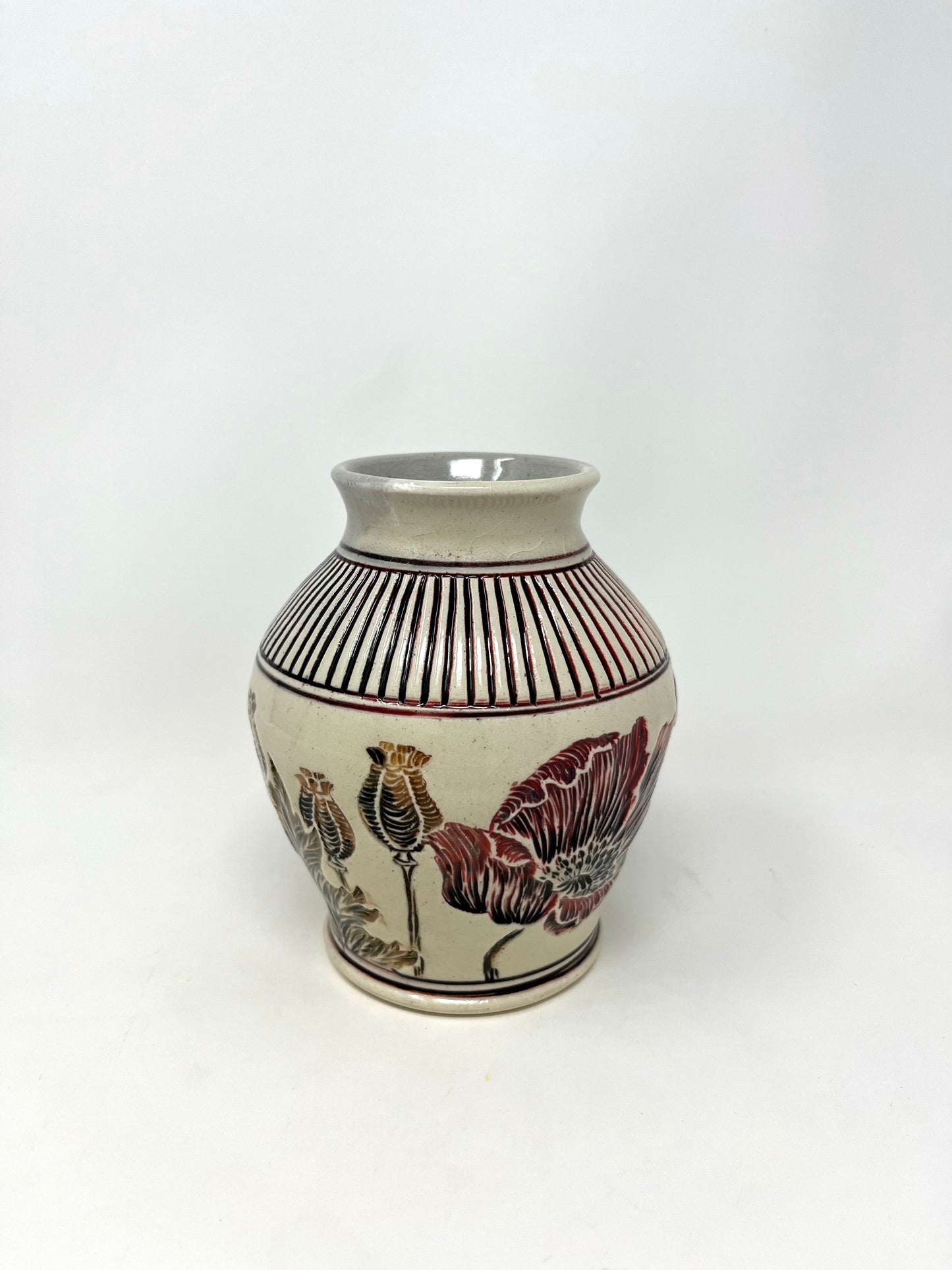 Carved Poppy Vase #3