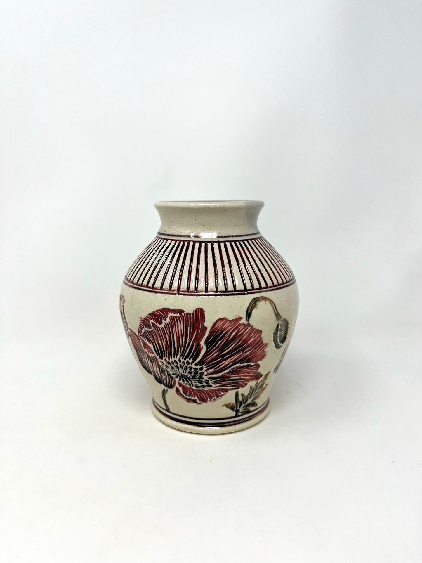 Carved Poppy Vase #3