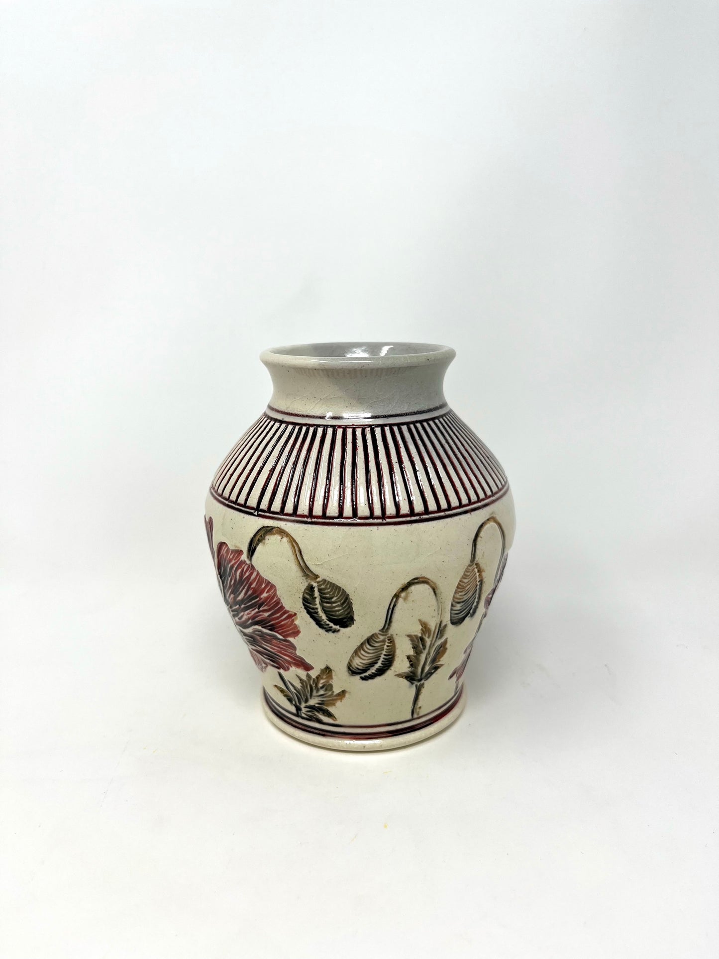 Carved Poppy Vase #3
