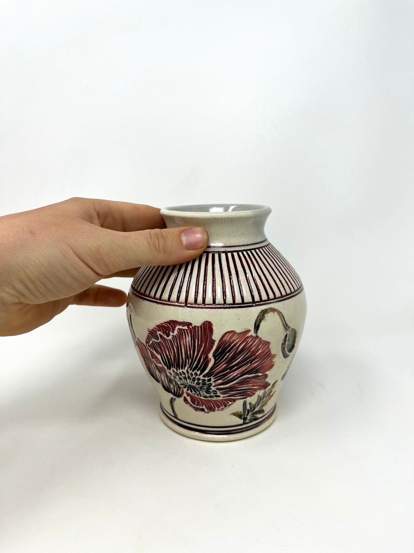 Carved Poppy Vase #3