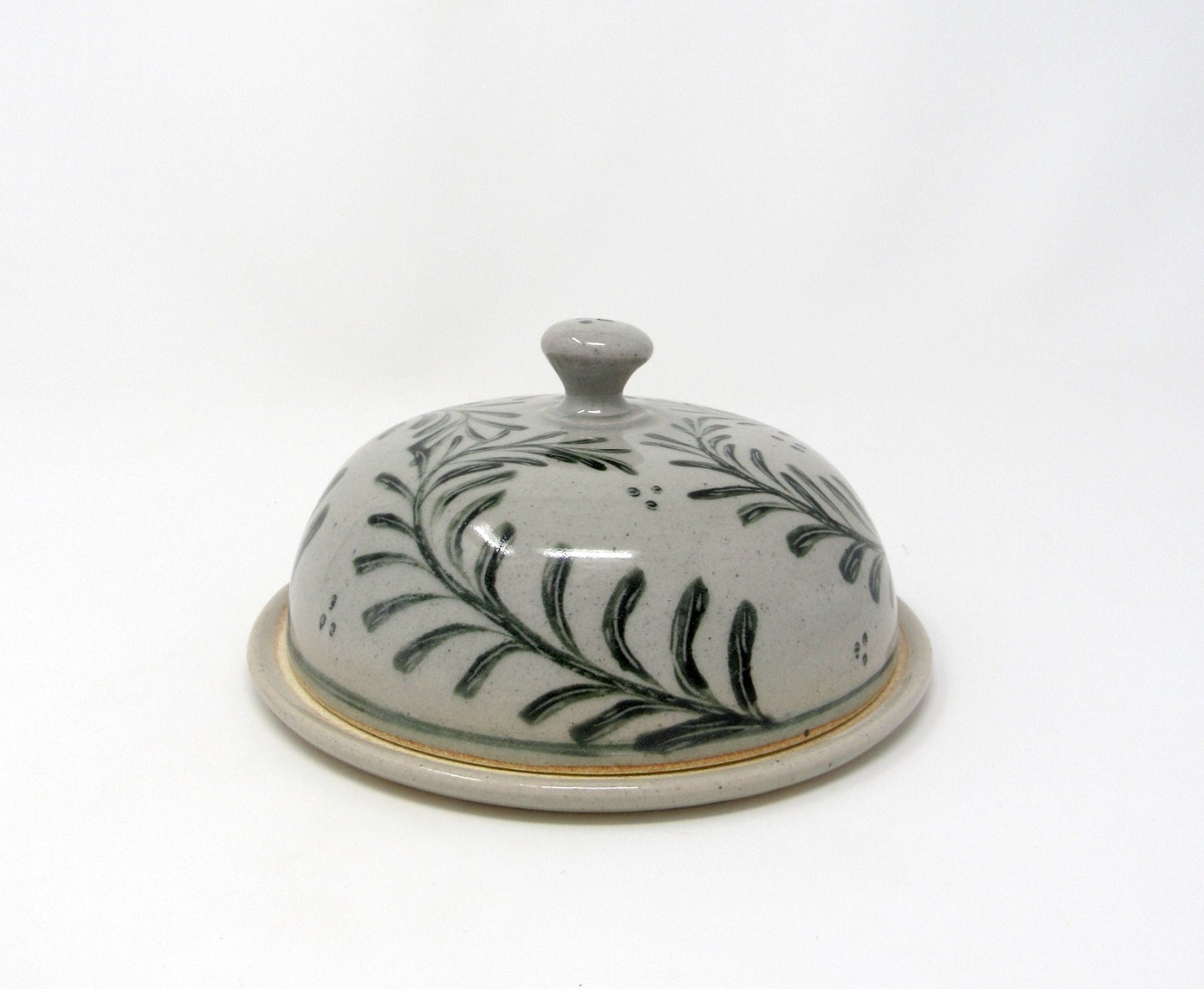 Botanical Brushwork Butter Dish in Black and White