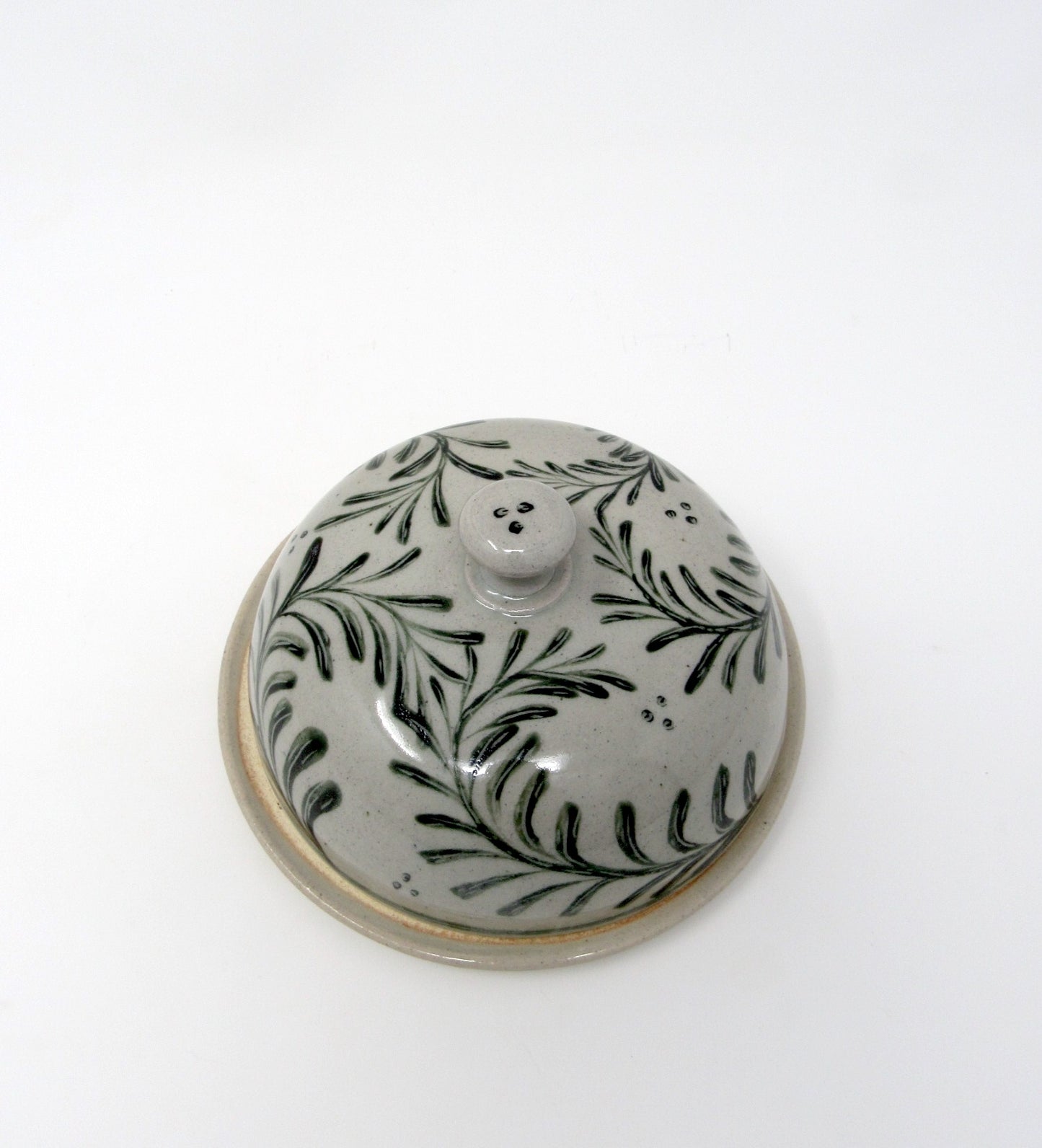 Botanical Brushwork Butter Dish in Black and White