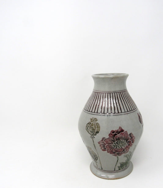Carved Poppy Vase #3
