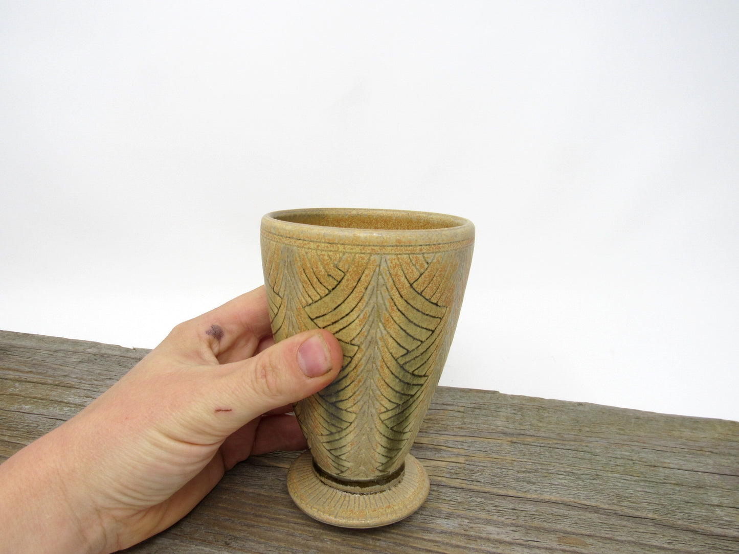 Cocktail Cup with Herringbone Pattern in Goldenrod
