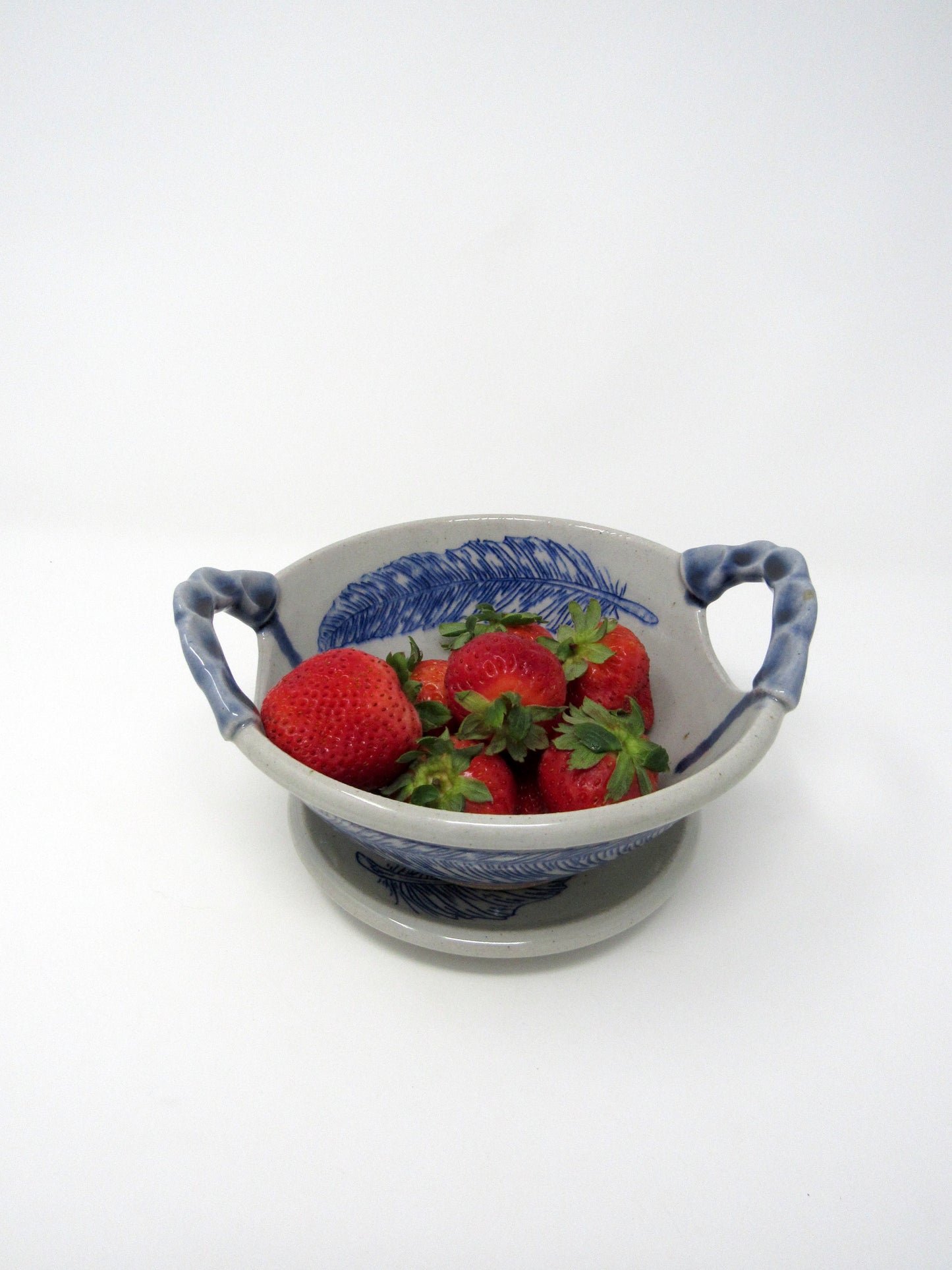 Feather Berry Bowl with Pinched Handles