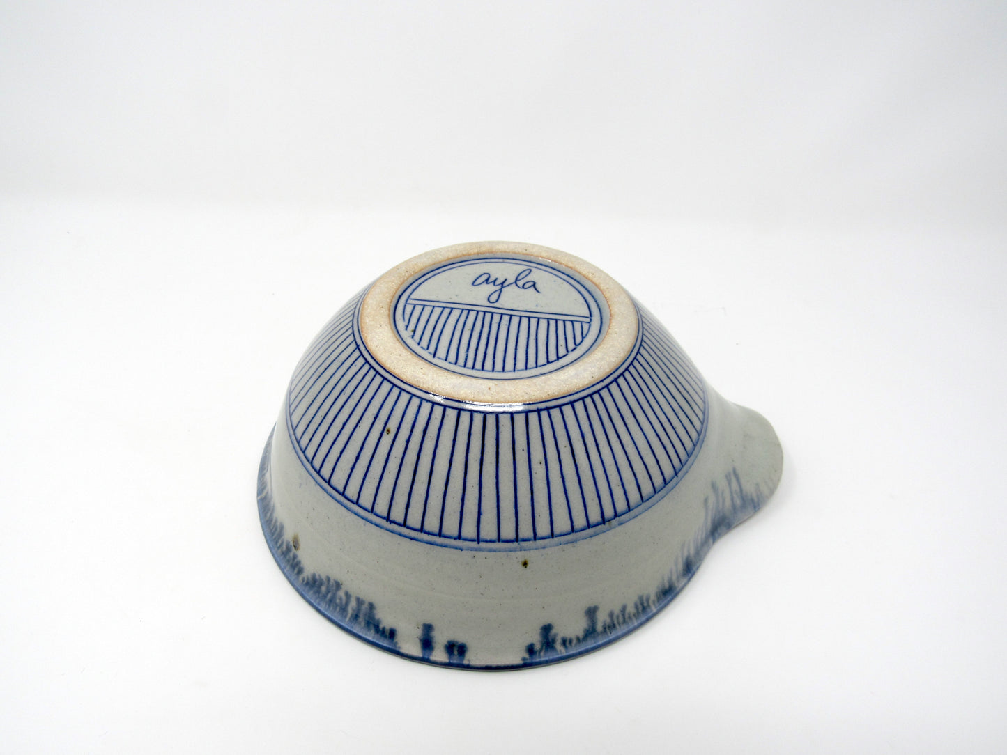 Small Vertical Striped Batter Bowl in Blue