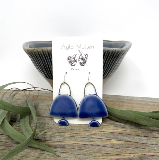 Cobalt Modernist Earrings, Sterling Silver