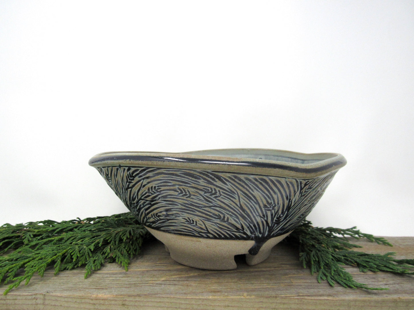 Squared, Carved Serving Bowl in Blue Ridge **slightly discounted**