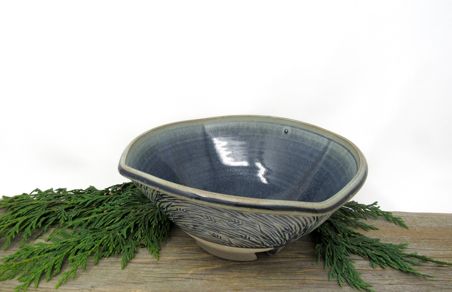 Squared, Carved Serving Bowl in Blue Ridge **slightly discounted**