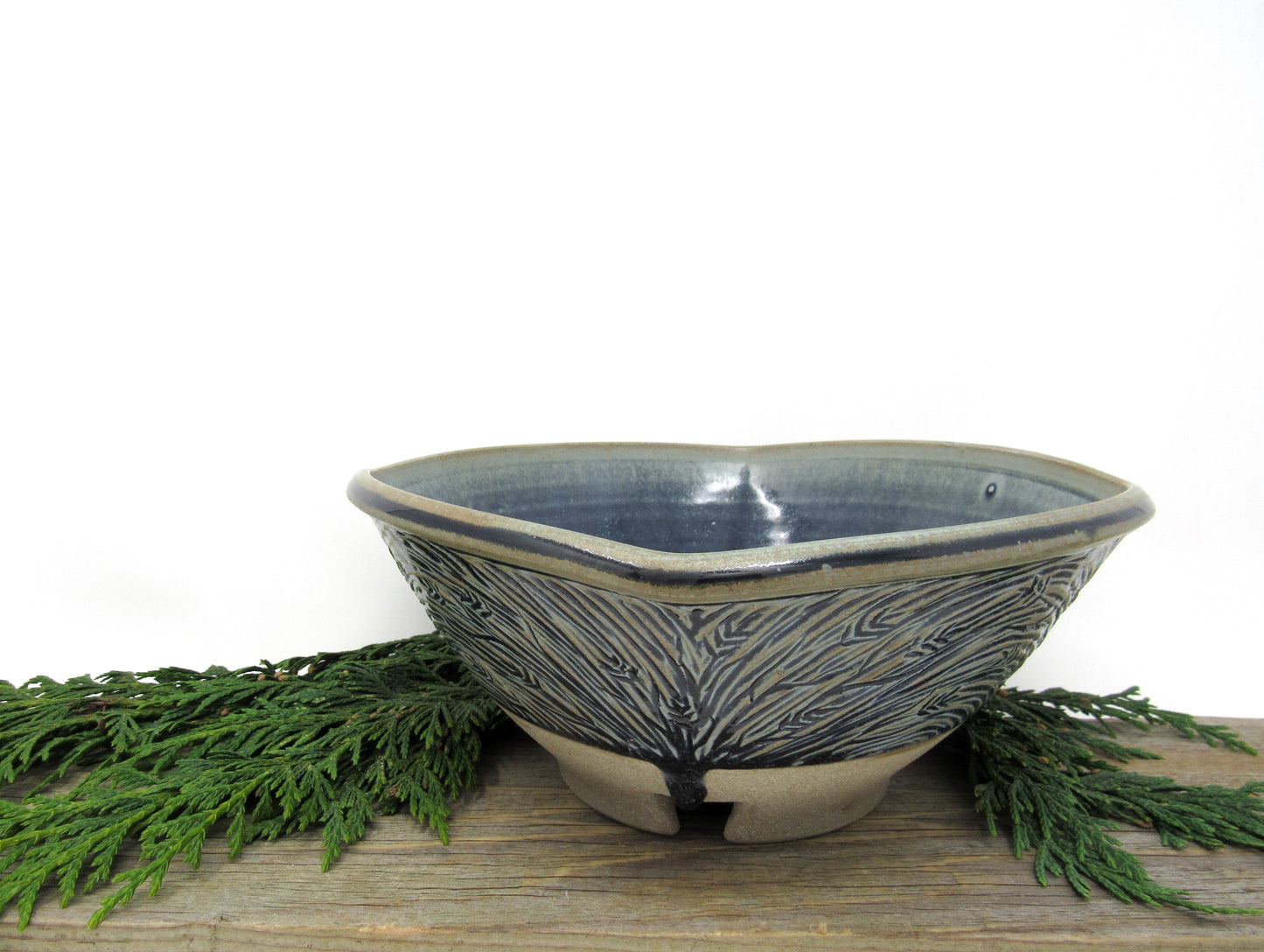 Squared, Carved Serving Bowl in Blue Ridge **slightly discounted**