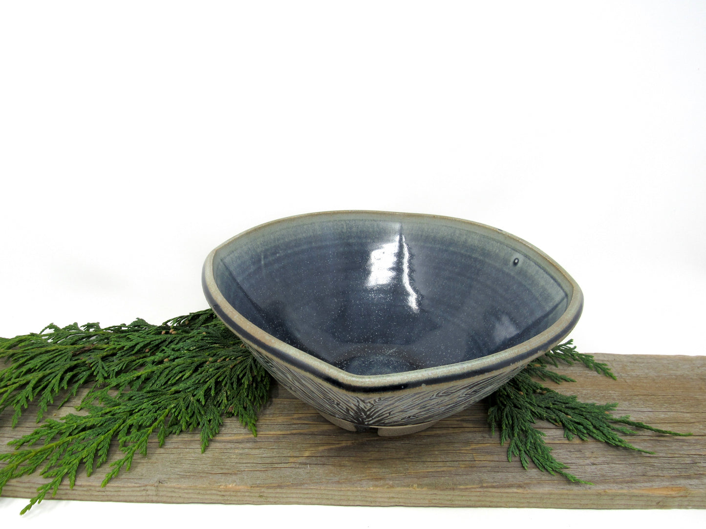 Squared, Carved Serving Bowl in Blue Ridge **slightly discounted**