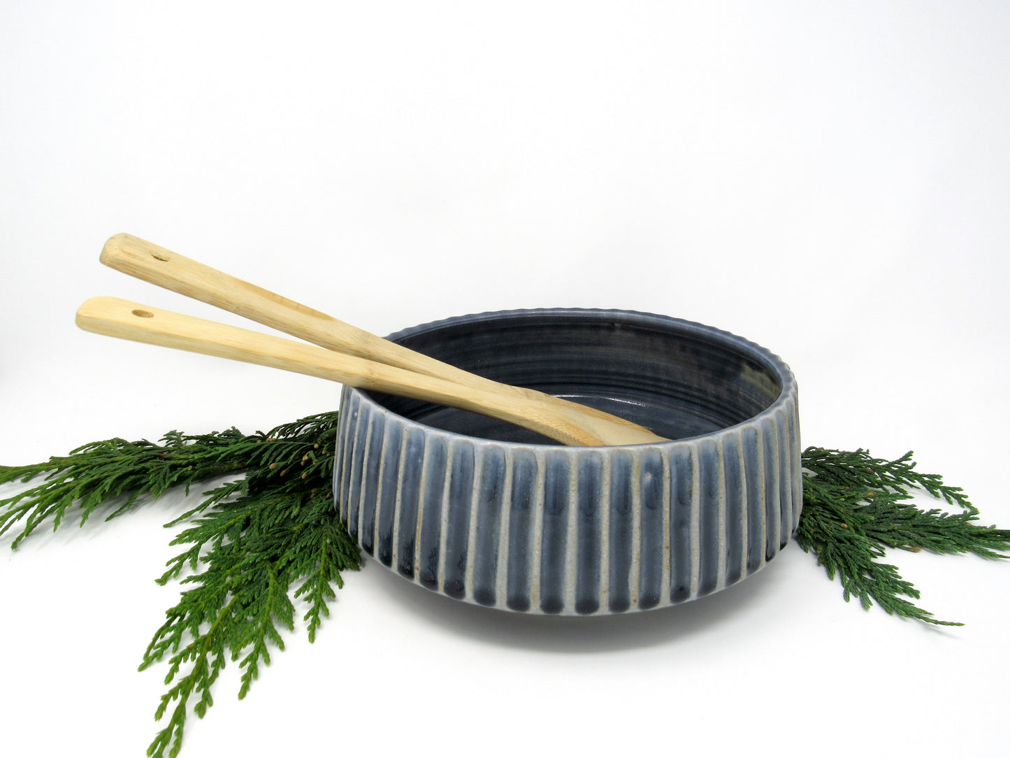 Fluted Serving Bowl in Blue