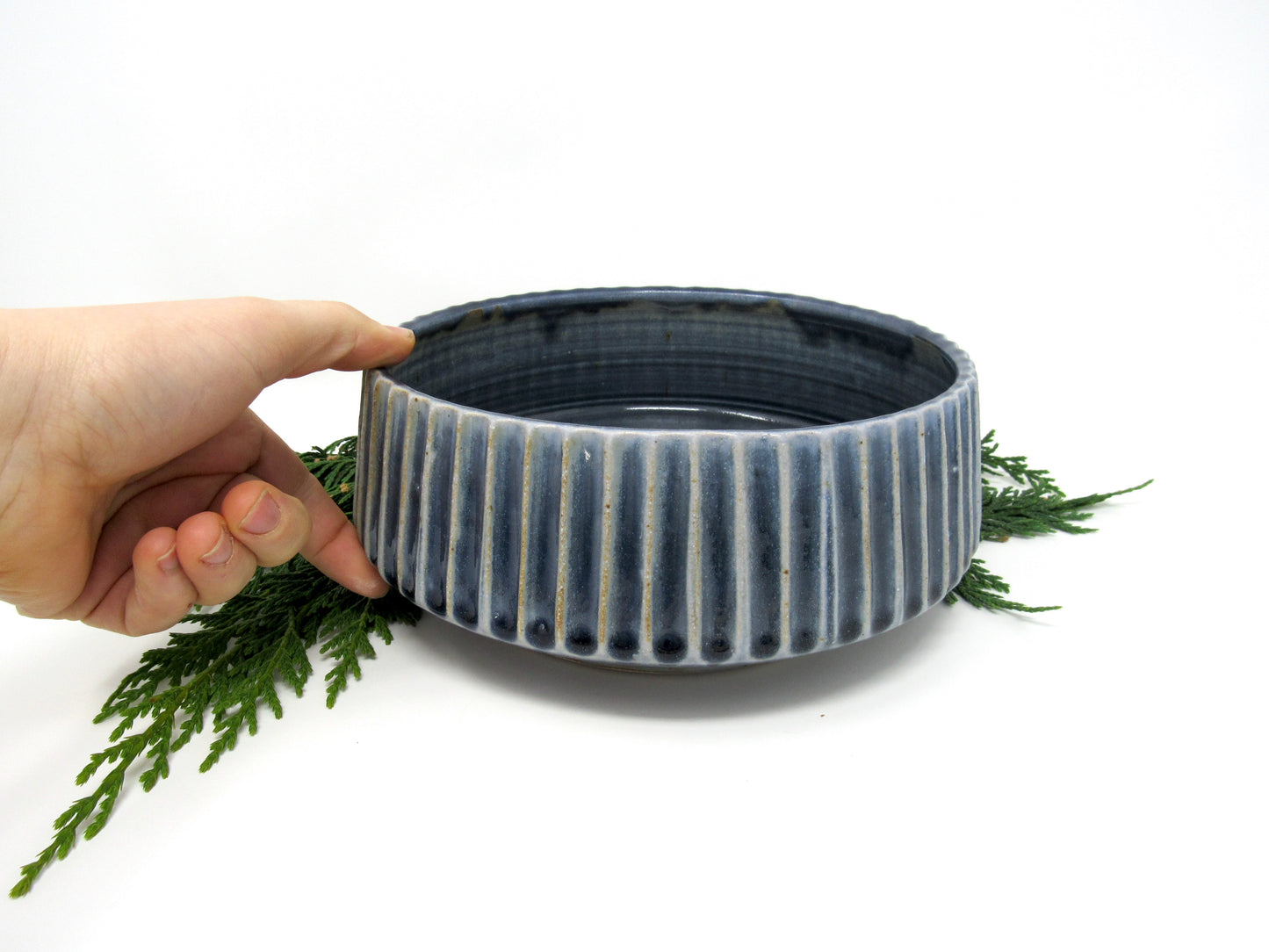 Fluted Serving Bowl in Blue