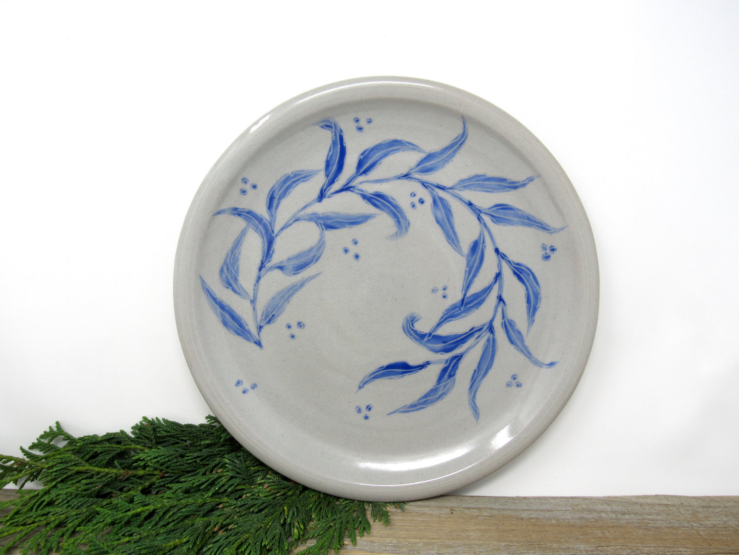 Willow Brushwork Dinner Plate #1 in Blue and Gray