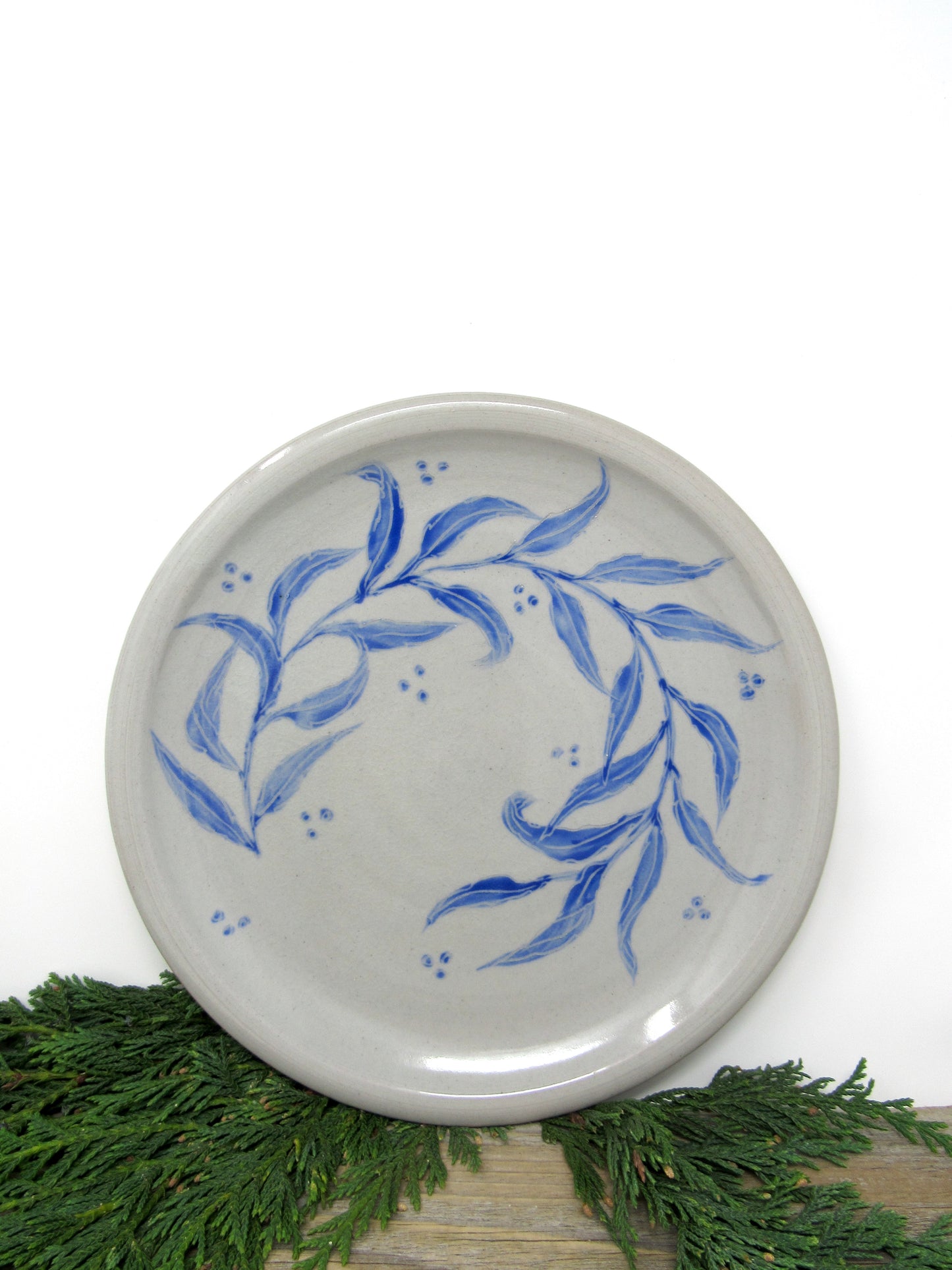 Willow Brushwork Dinner Plate #1 in Blue and Gray