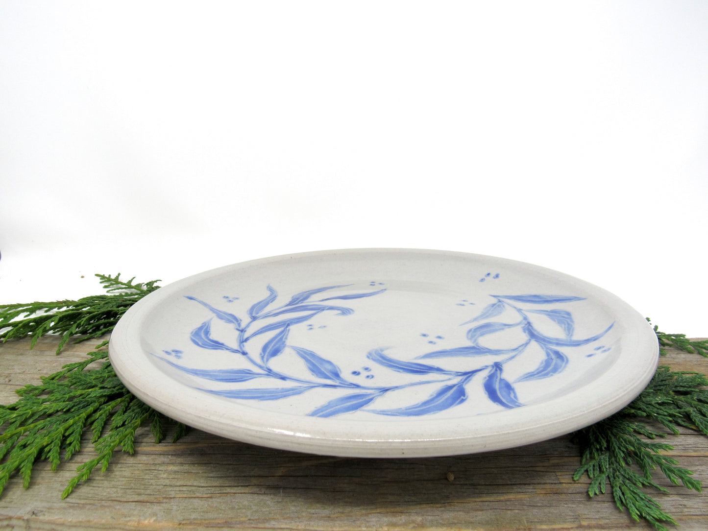 Willow Brushwork Dinner Plate #1 in Blue and Gray