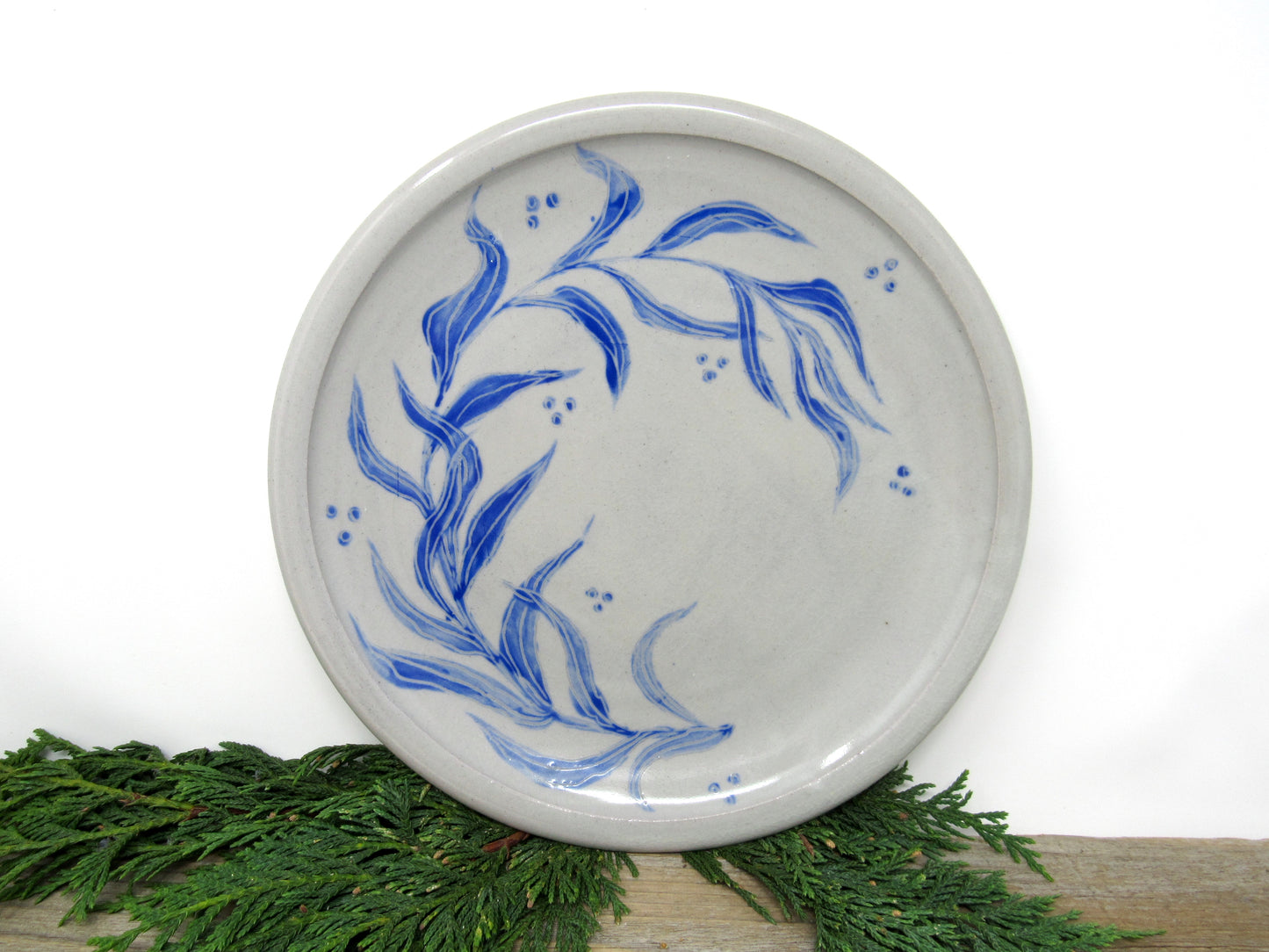 Willow Brushwork Dinner Plate #2 in Blue and Gray