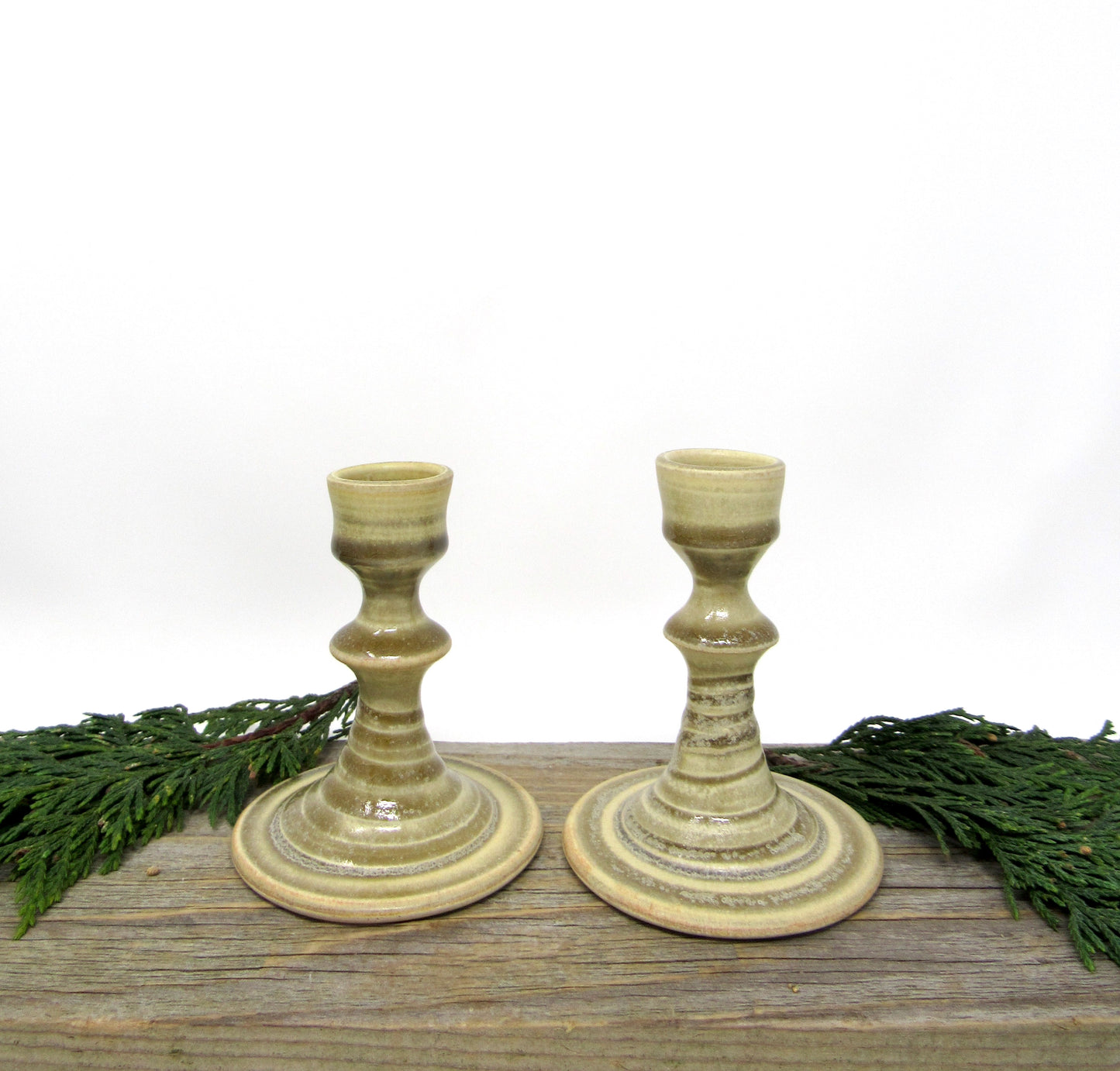 Set of Two Spiral Candlesticks in Goldenrod