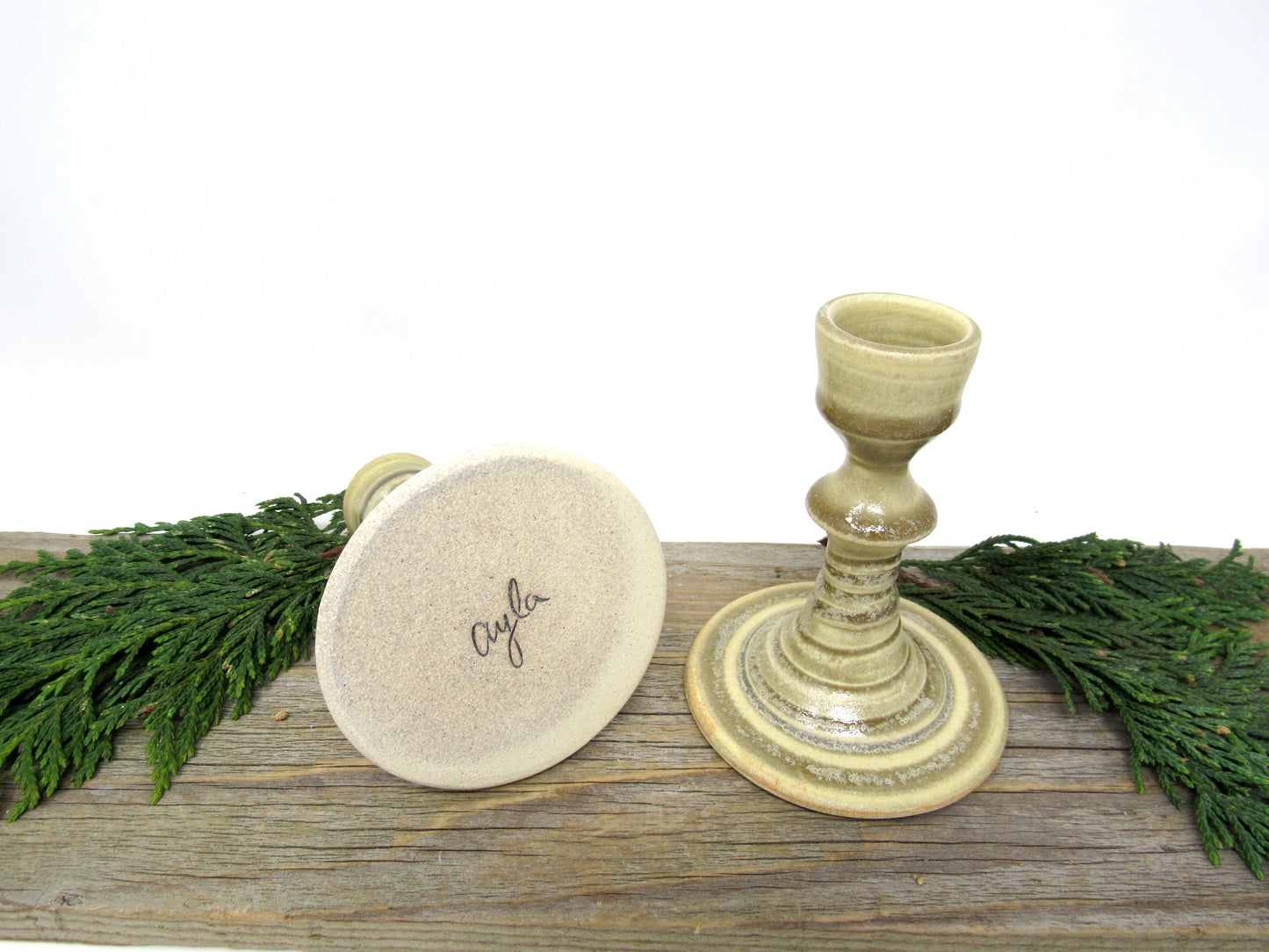 Set of Two Spiral Candlesticks in Goldenrod