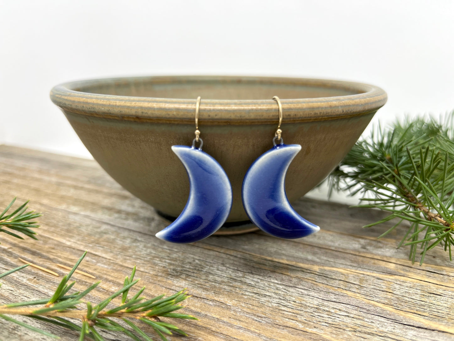 Cobalt Crescent Moon Earrings