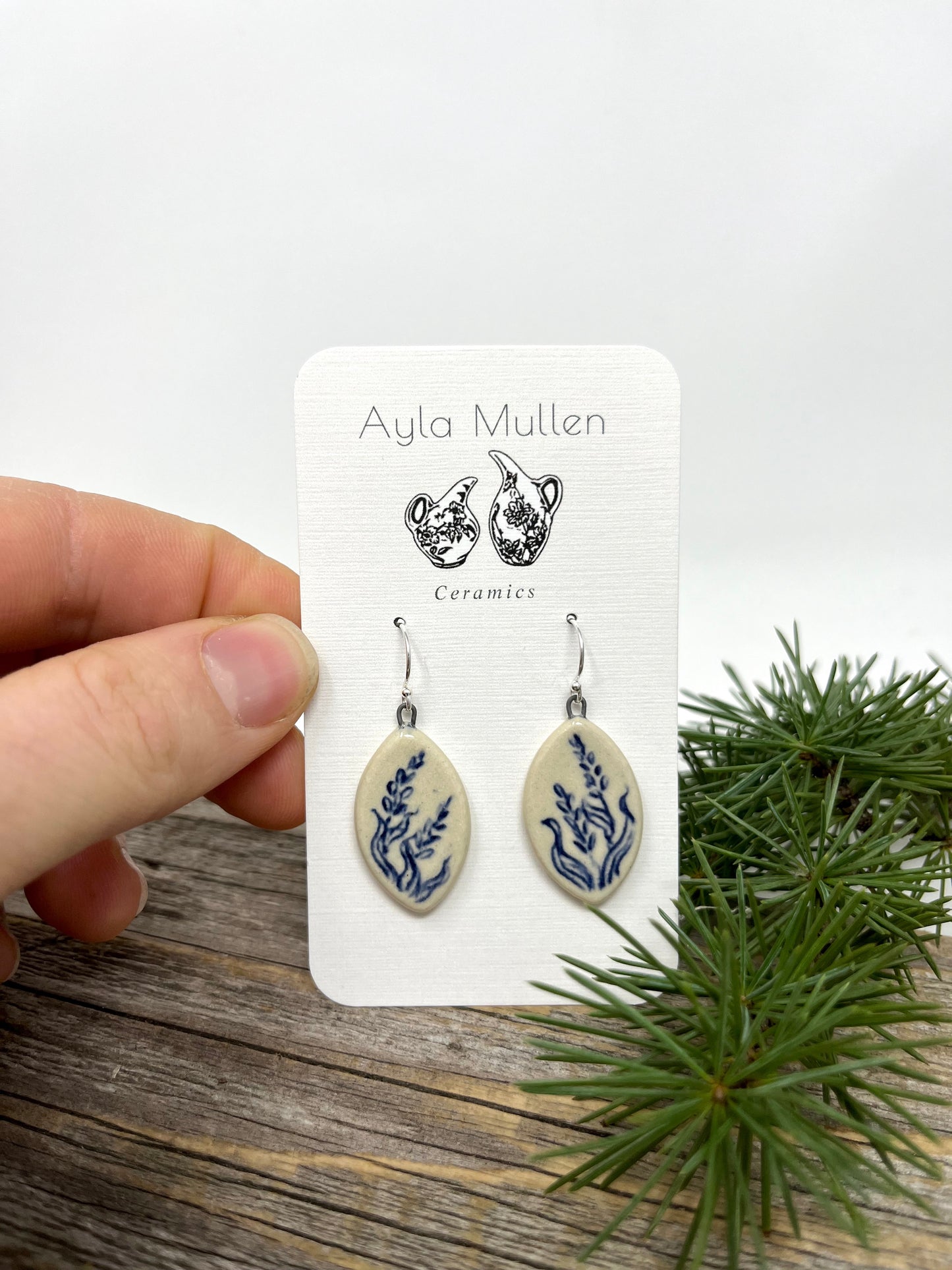 Small Wild Grass Earrings in Cobalt Blue, Sterling Silver