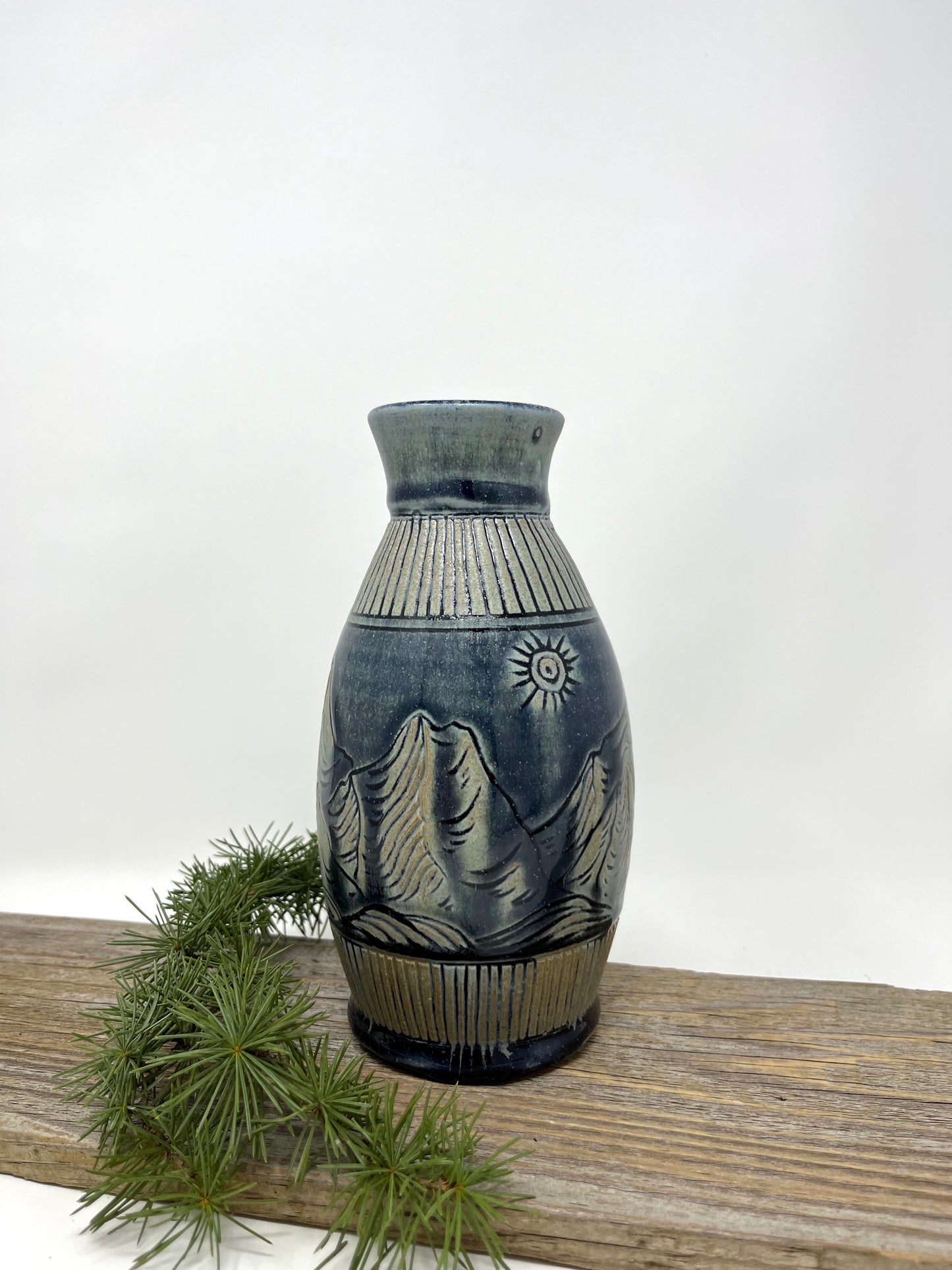 Mountain Landscape Decanter Vase in Blue Ridge