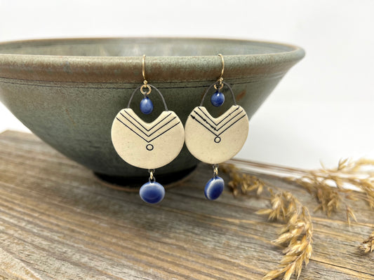 Geometric Cutout Earrings with Dangles