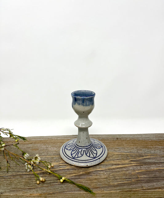 Art Deco Arches Candlestick in Blue and Gray #1
