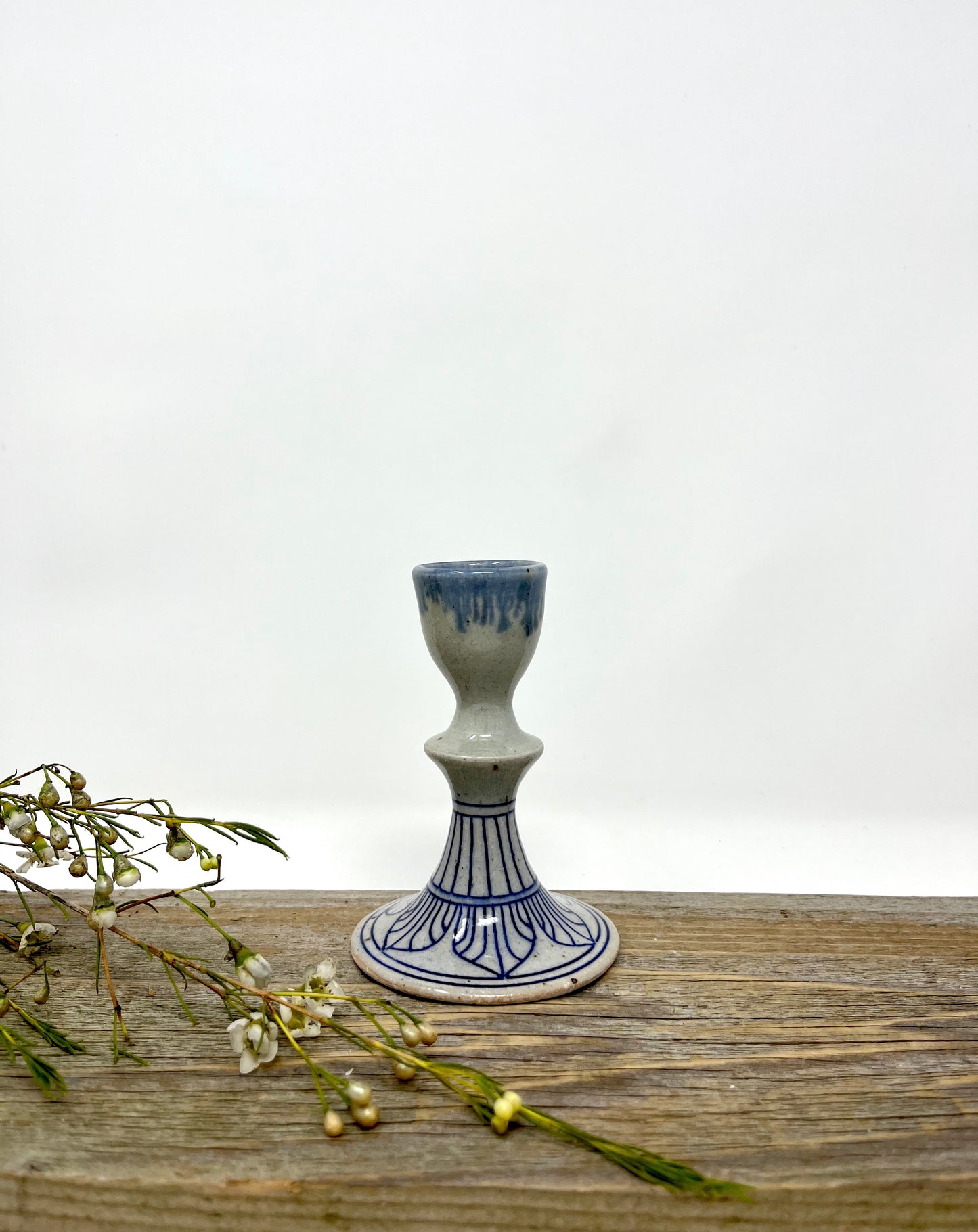 Art Deco Arches Candlestick in Blue and Gray #3