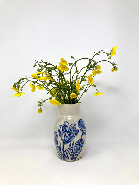 Crocus Flower Bud Vase in Blue and Gray