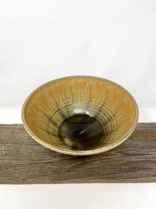 Leaf Pattern Ramen Bowls in Goldenrod *sold individually*