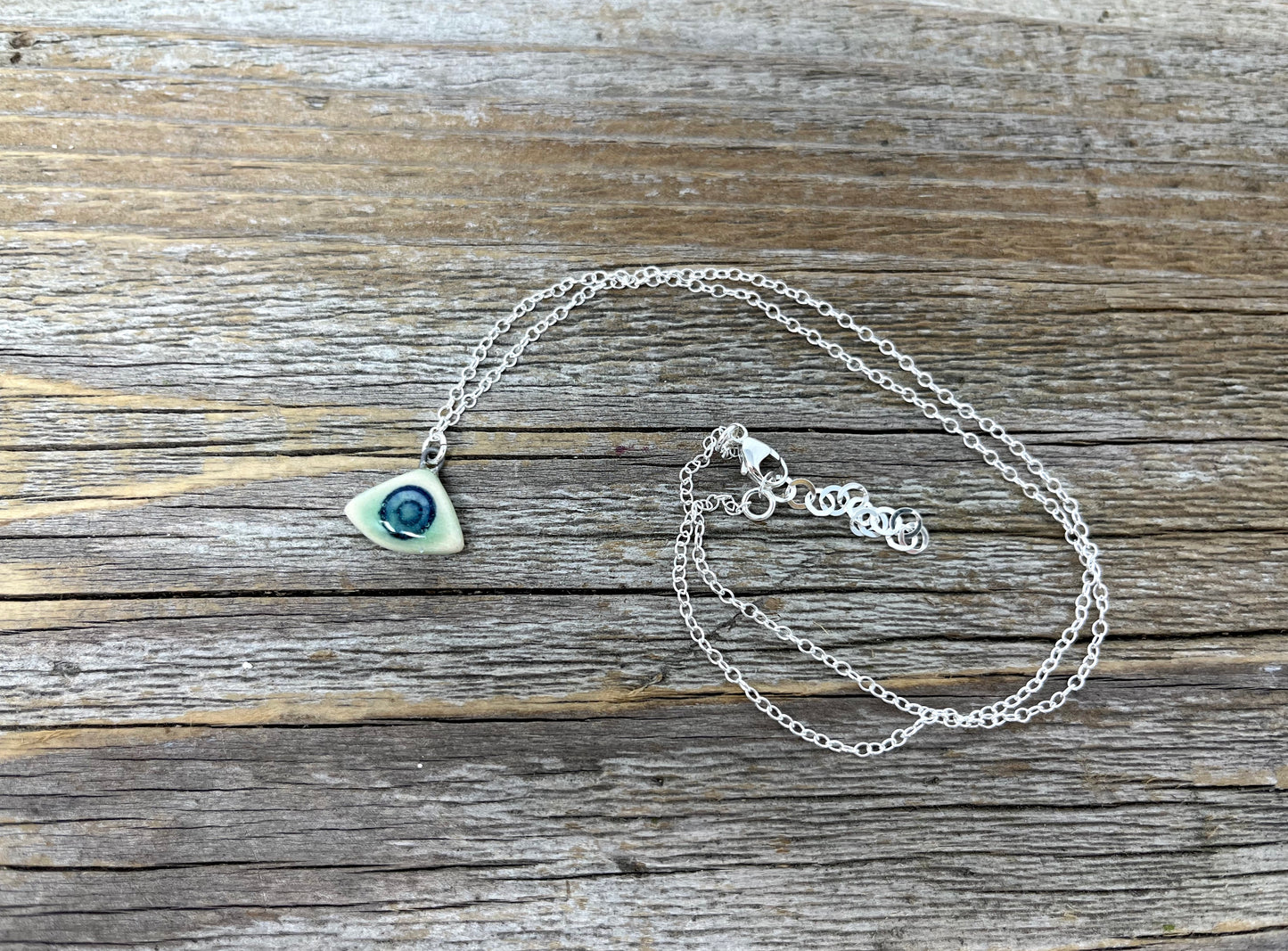 Small Fan Necklace in Blue and Green