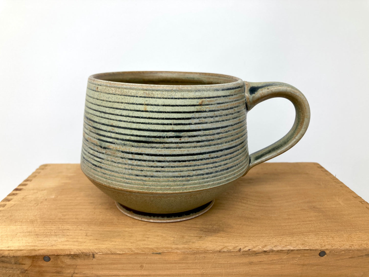 Striped Mugs in Rusty Olive Green **sold individually**