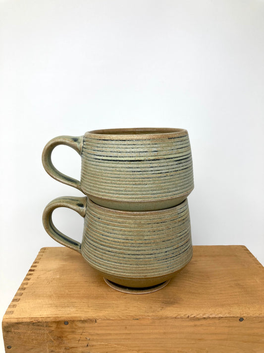 Striped Mugs in Rusty Olive Green **sold individually**