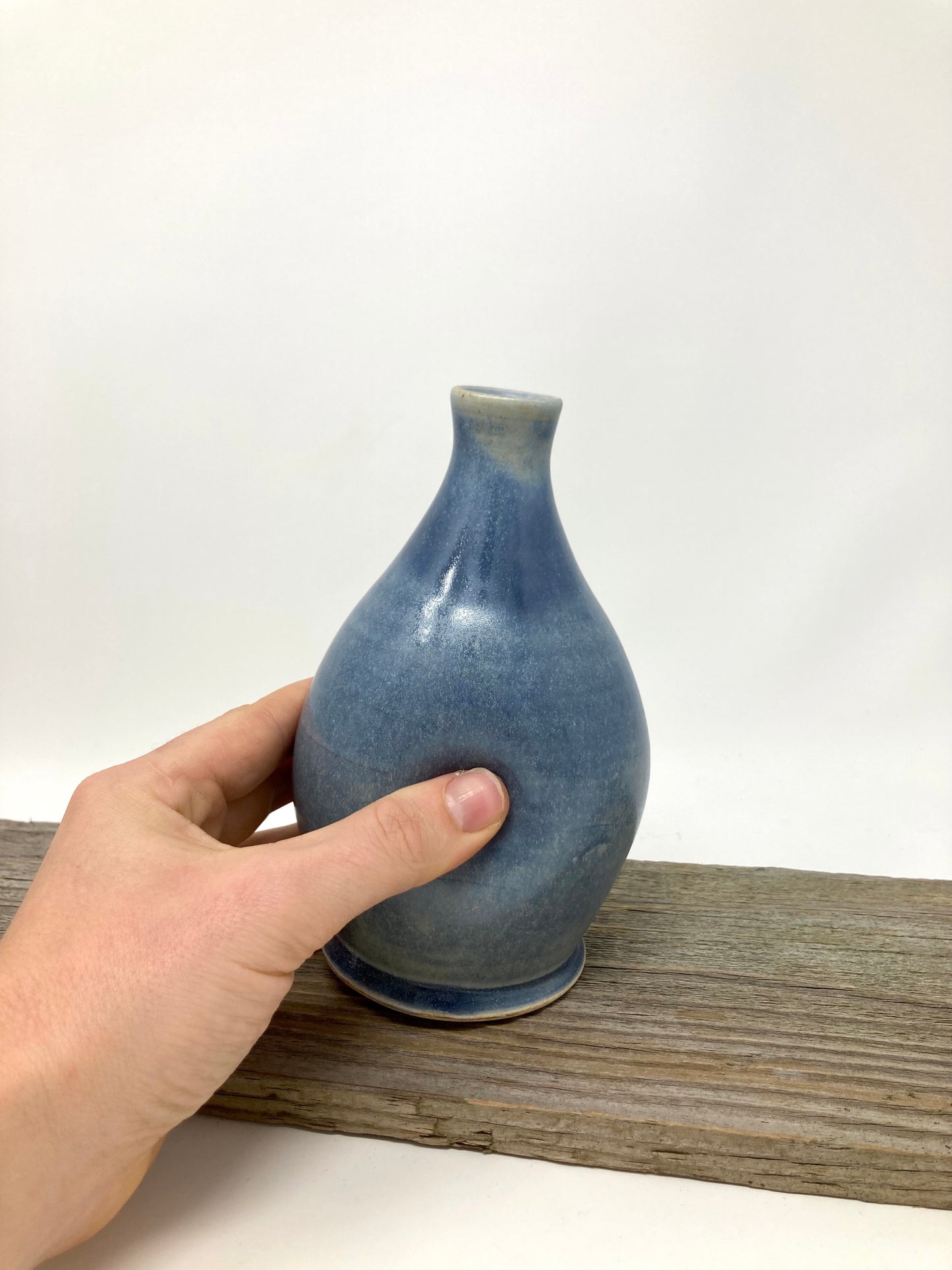 Dimpled Bottle Vase in Blue-Bronze glaze