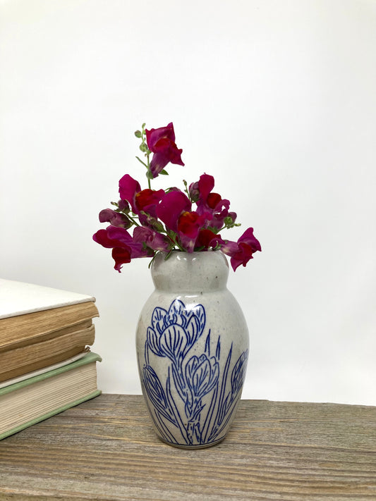 Crocus Flower Bud Vase in Blue and Gray #1