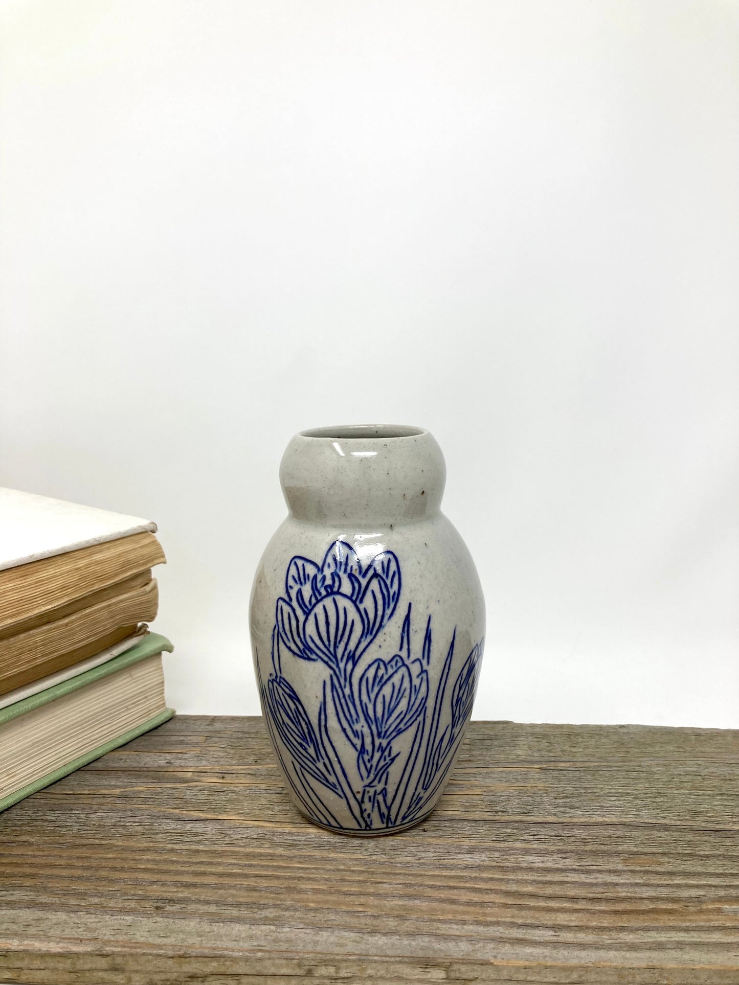 Crocus Flower Bud Vase in Blue and Gray #1
