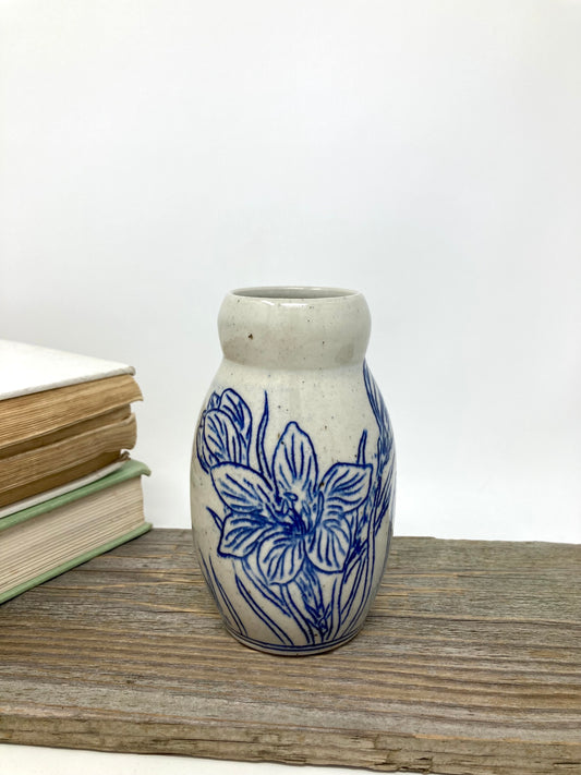 Crocus Flower Bud Vase in Blue and Gray #4