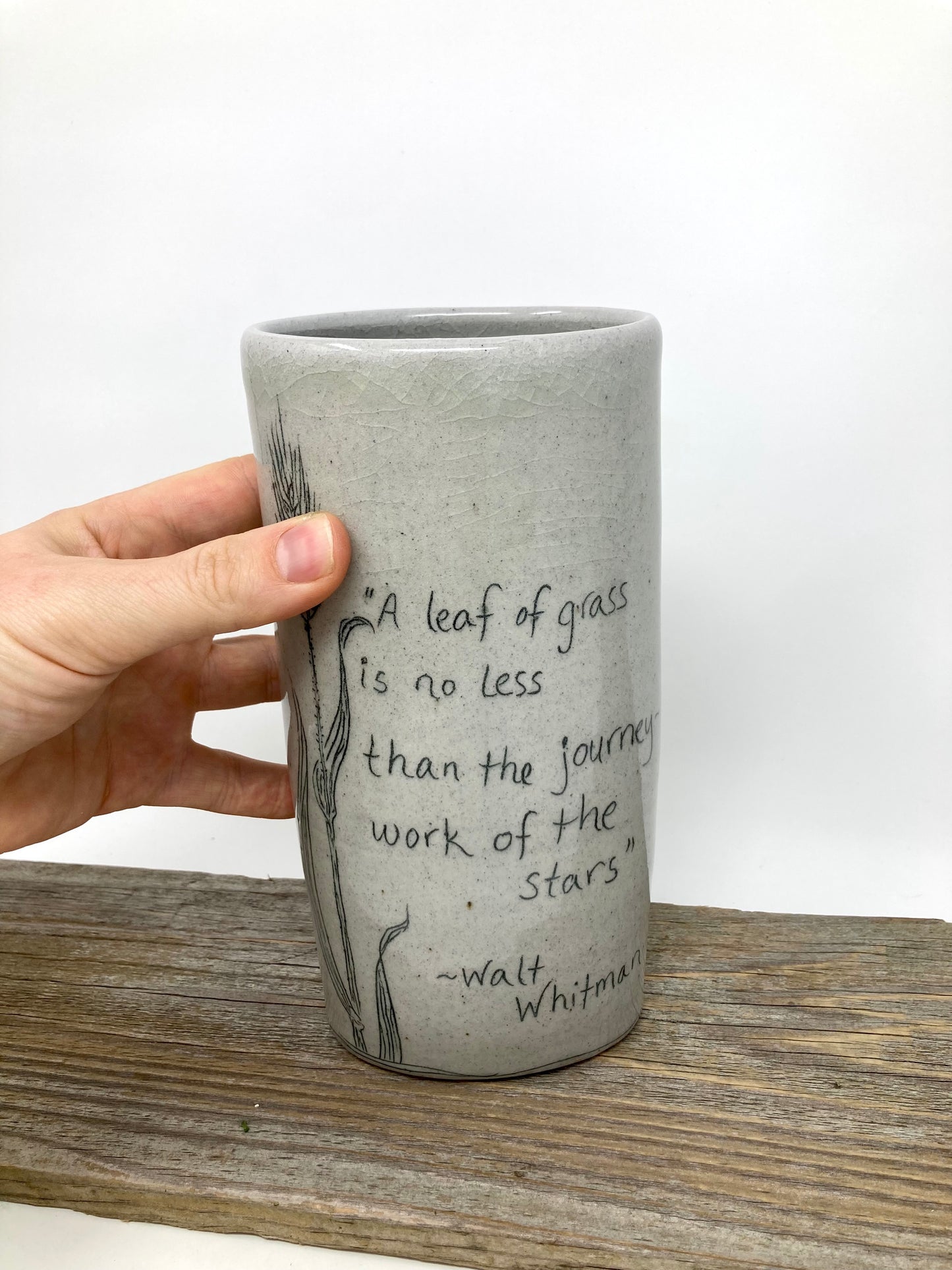 "A Leaf Of Grass" Wild Wheat Poetry Vase