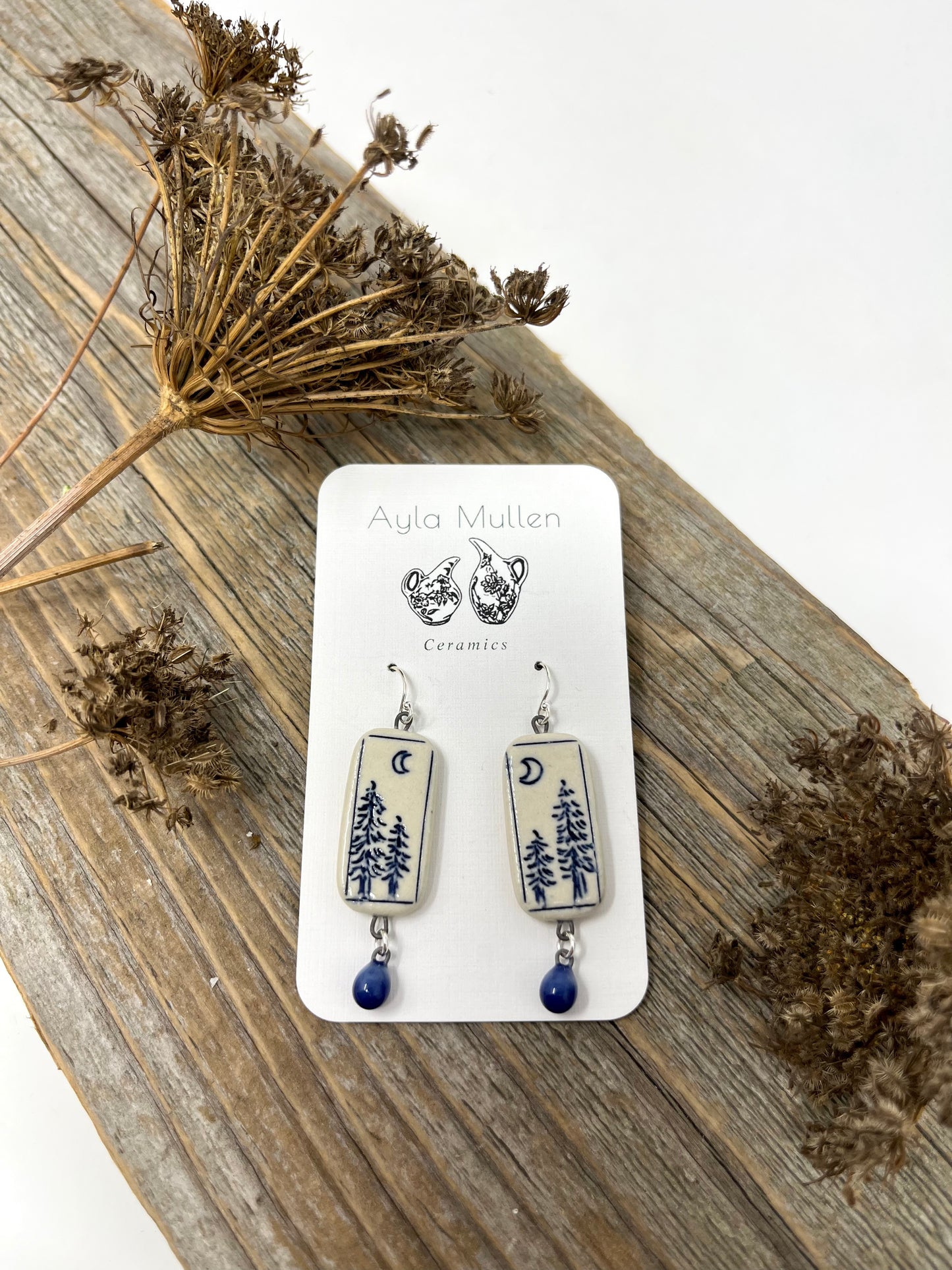 Evergreen Trees in the Starlight Earrings with Dangles