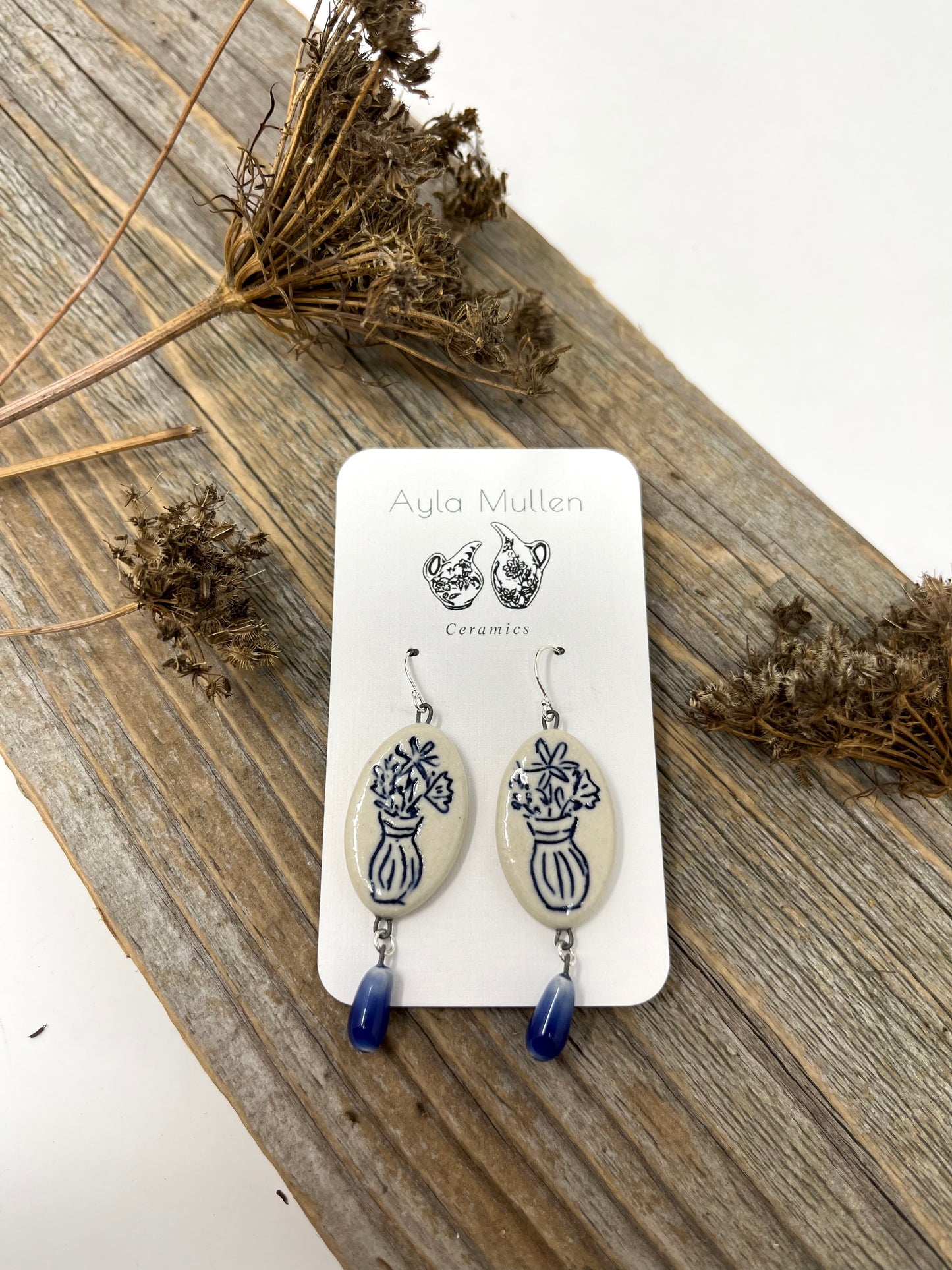 Flower Vase Earrings with Dangles