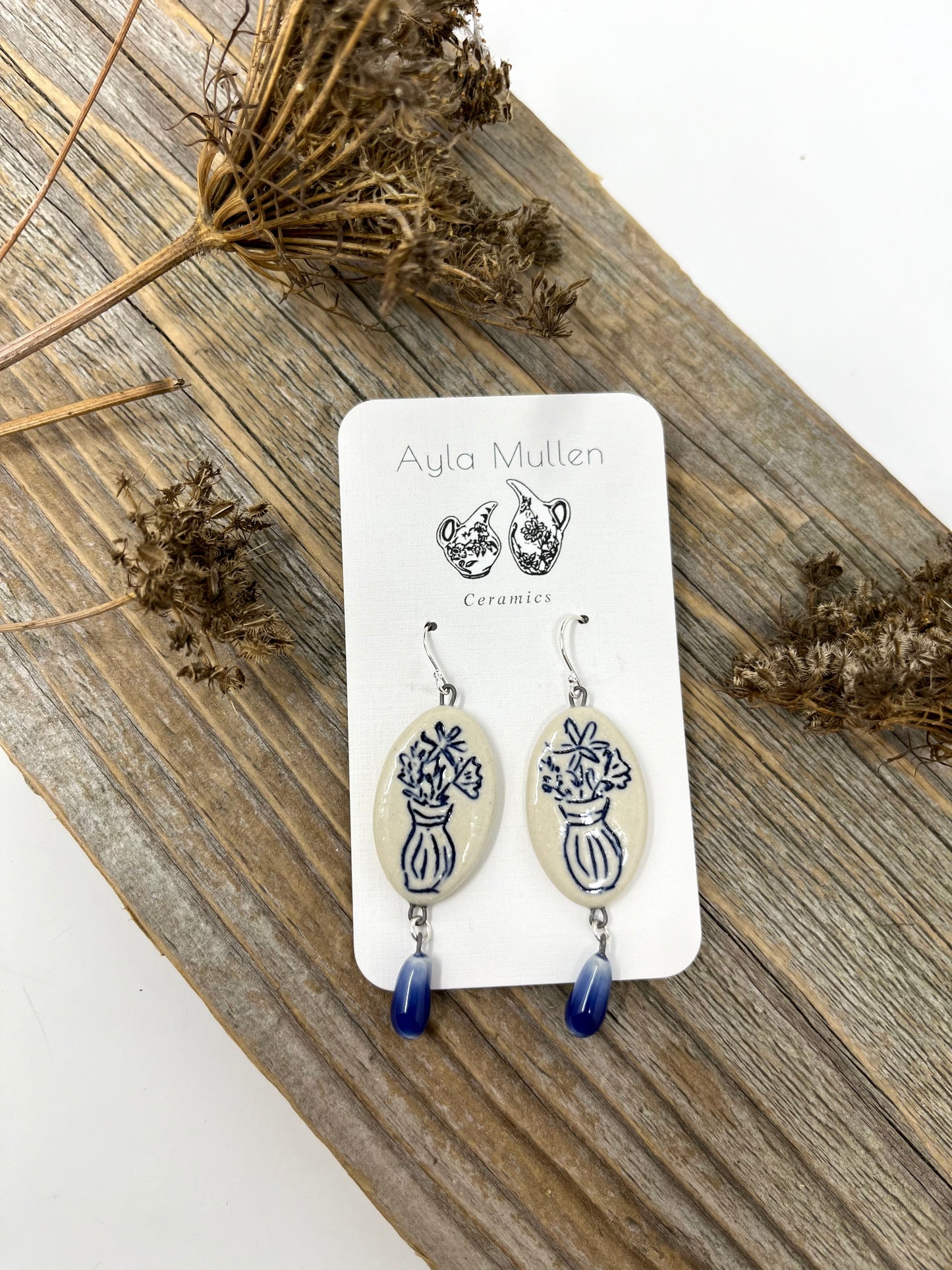 Flower Vase Earrings with Dangles