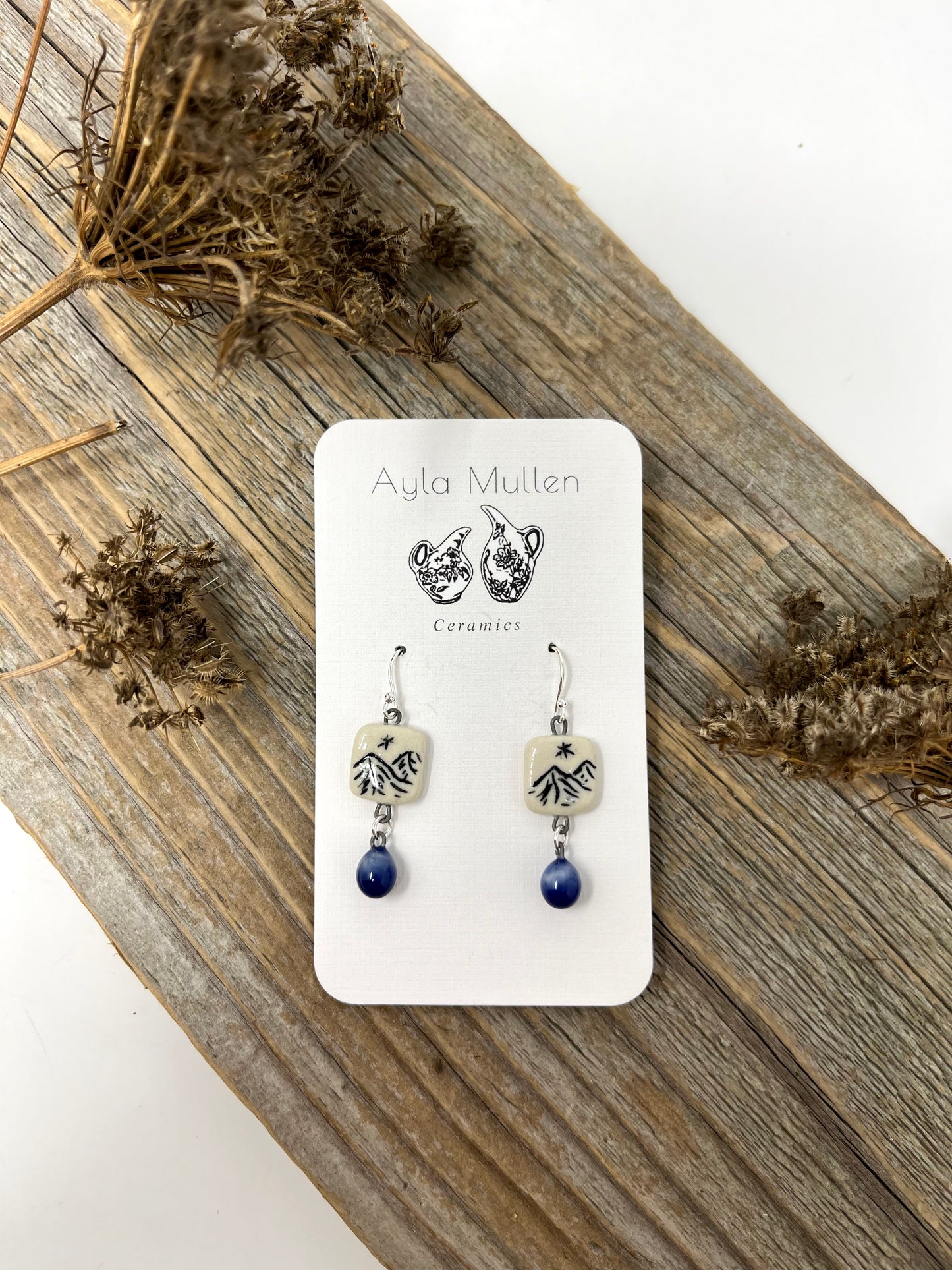 Tiny Mountain Earrings with Dangles