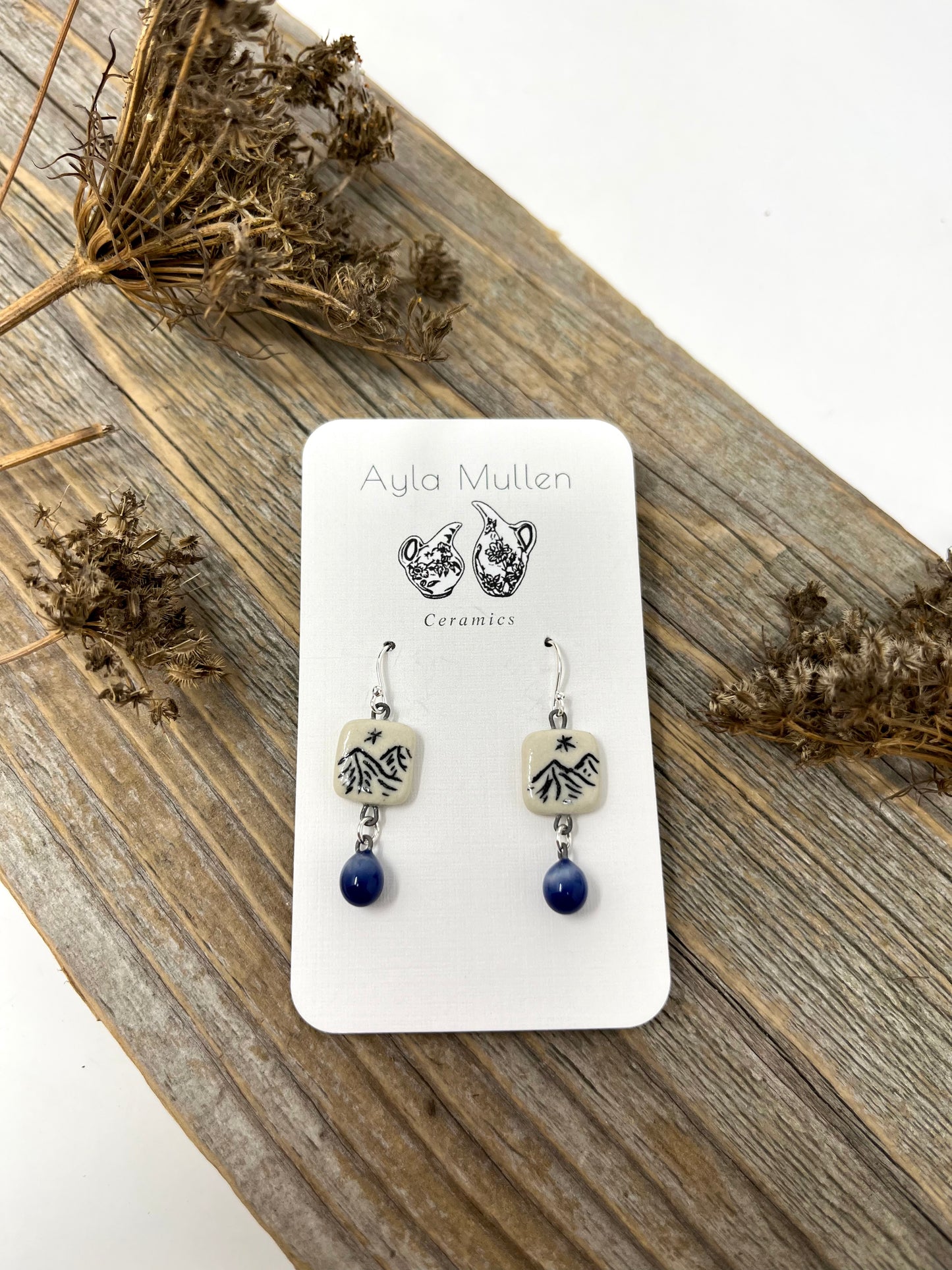 Tiny Mountain Earrings with Dangles