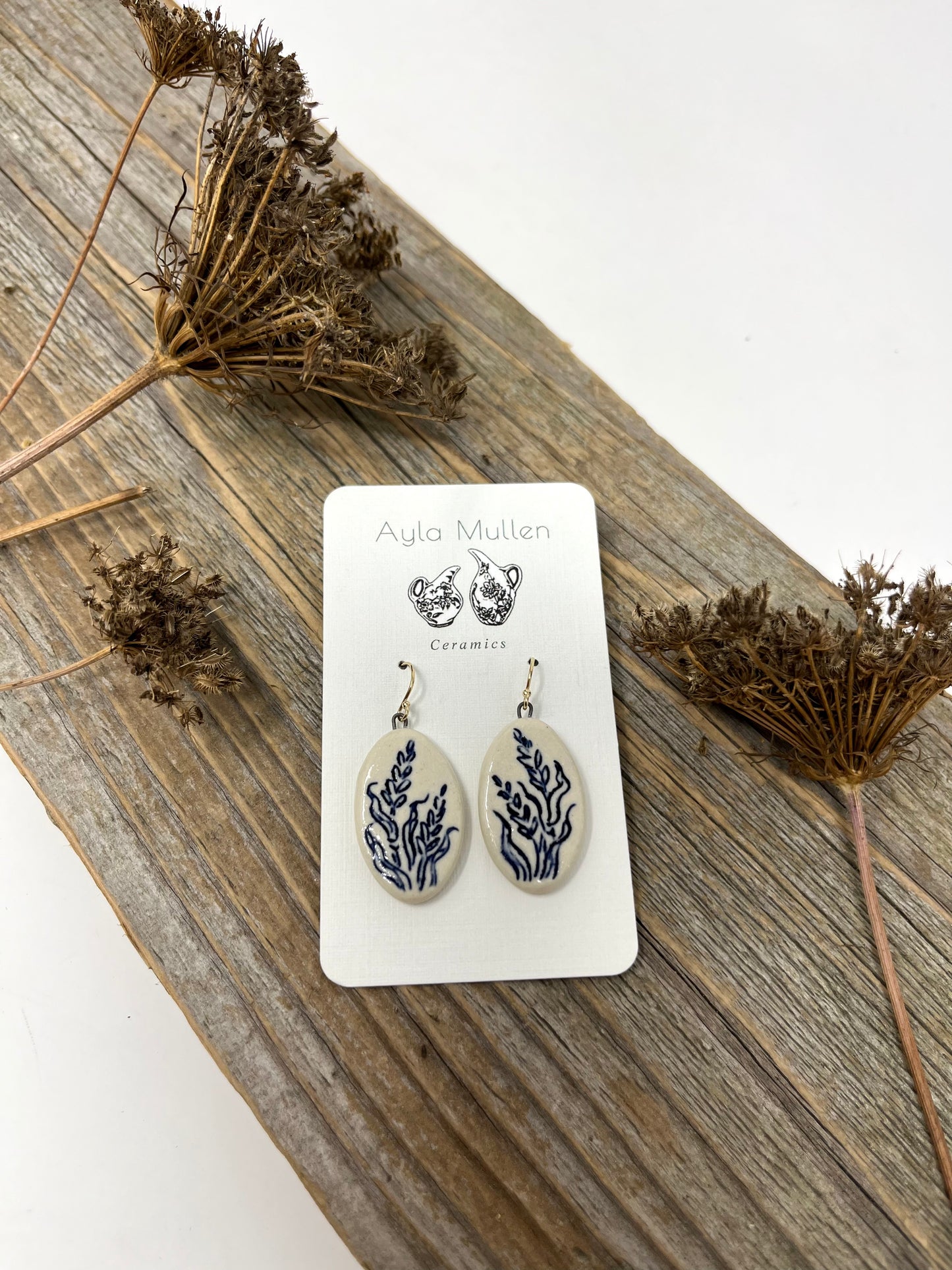 Medium Oval Wild Grass Earrings