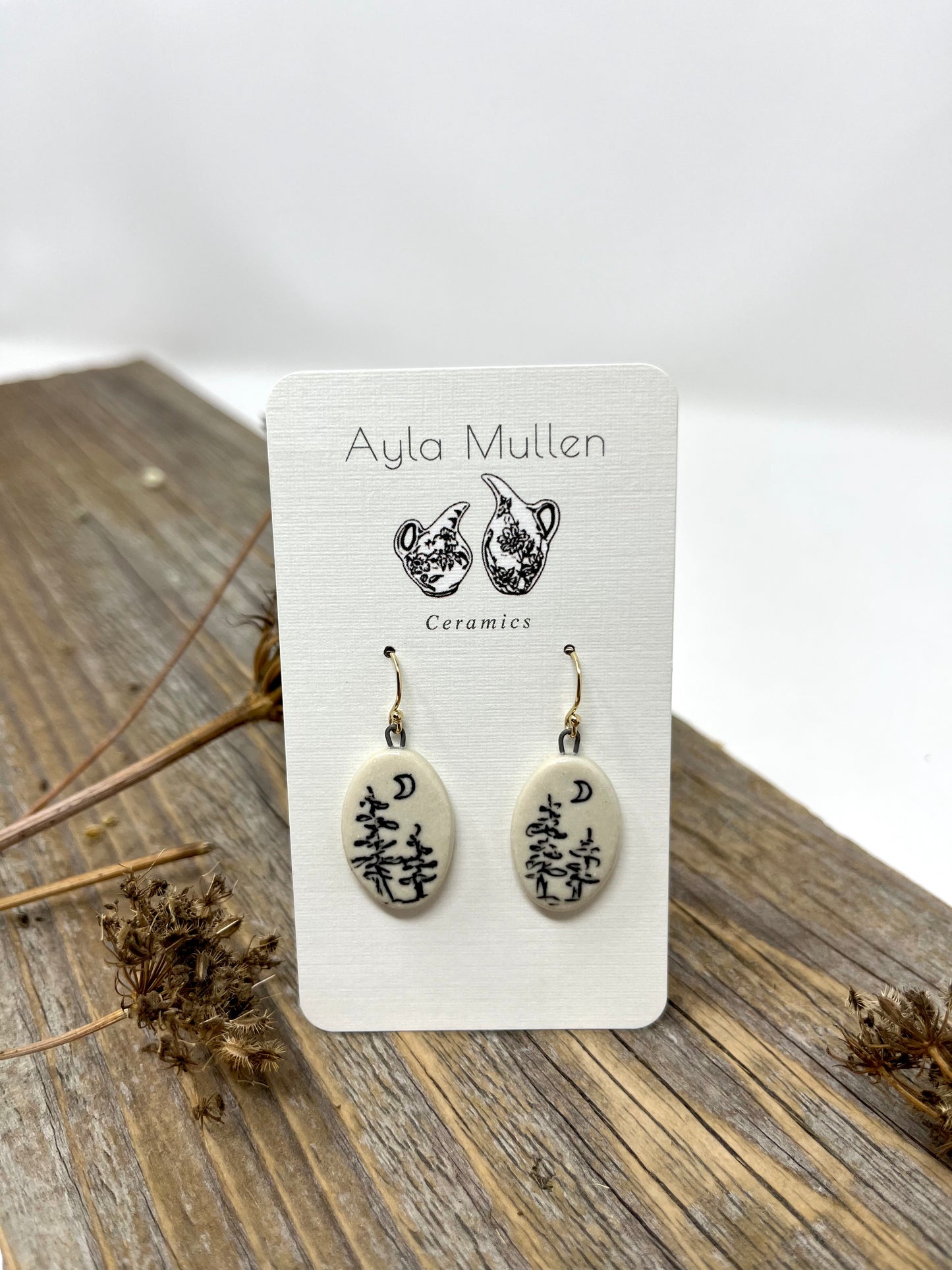 Oval Trees in the Moonlight Earrings in Black