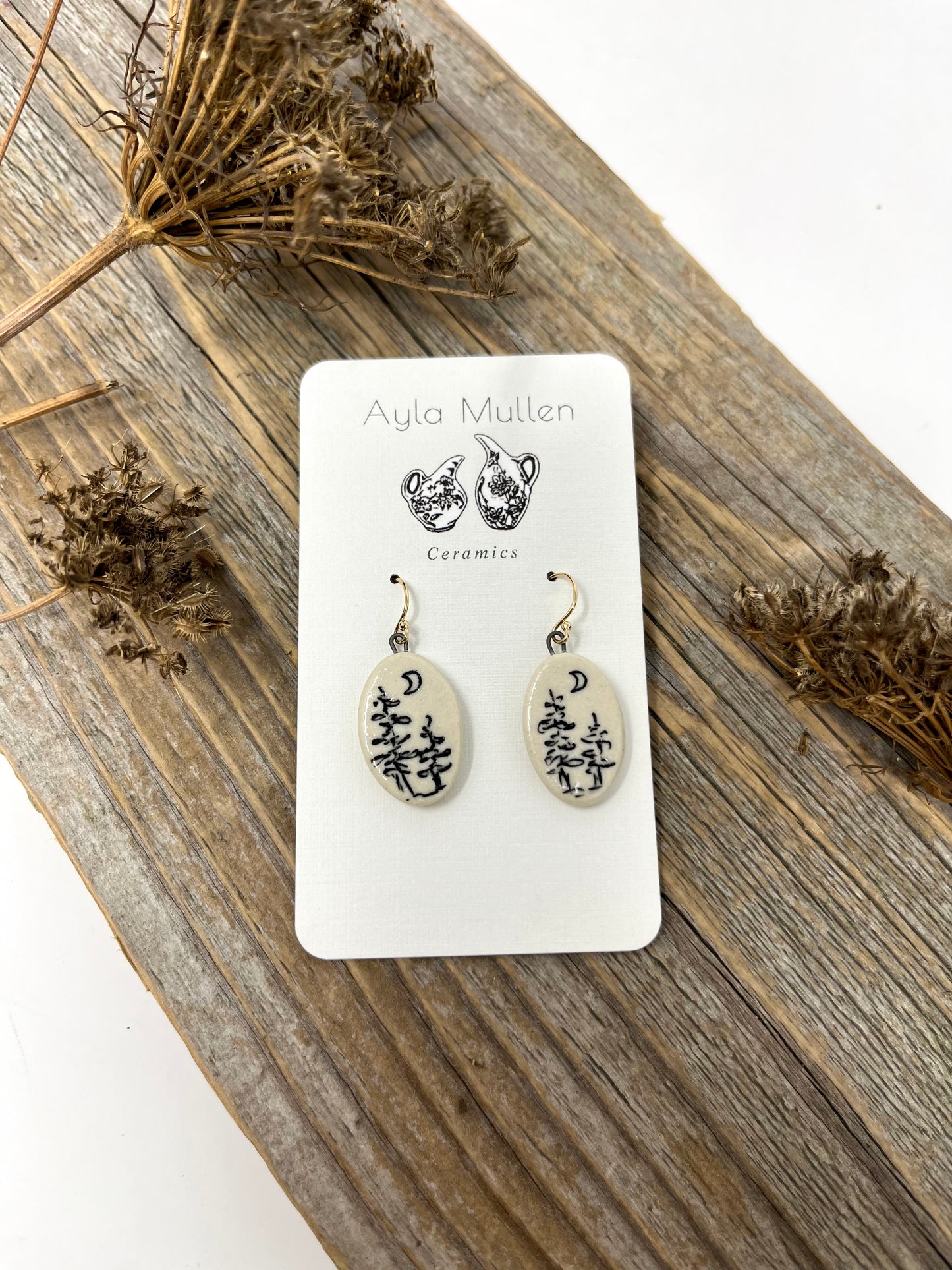 Oval Trees in the Moonlight Earrings in Black