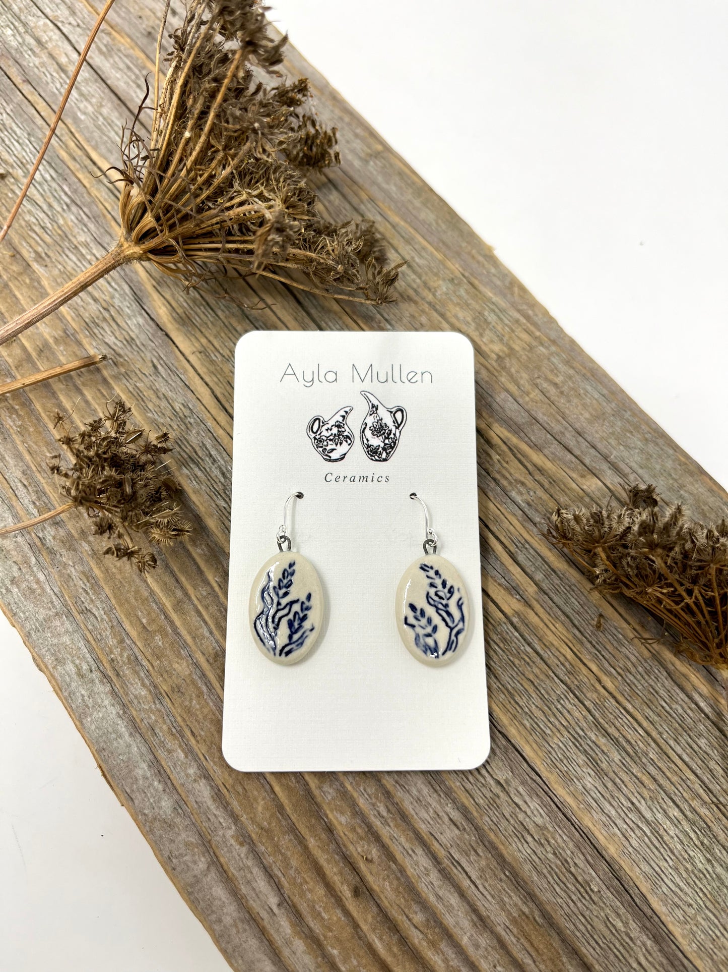 Small Oval Wild Grass Earrings #1