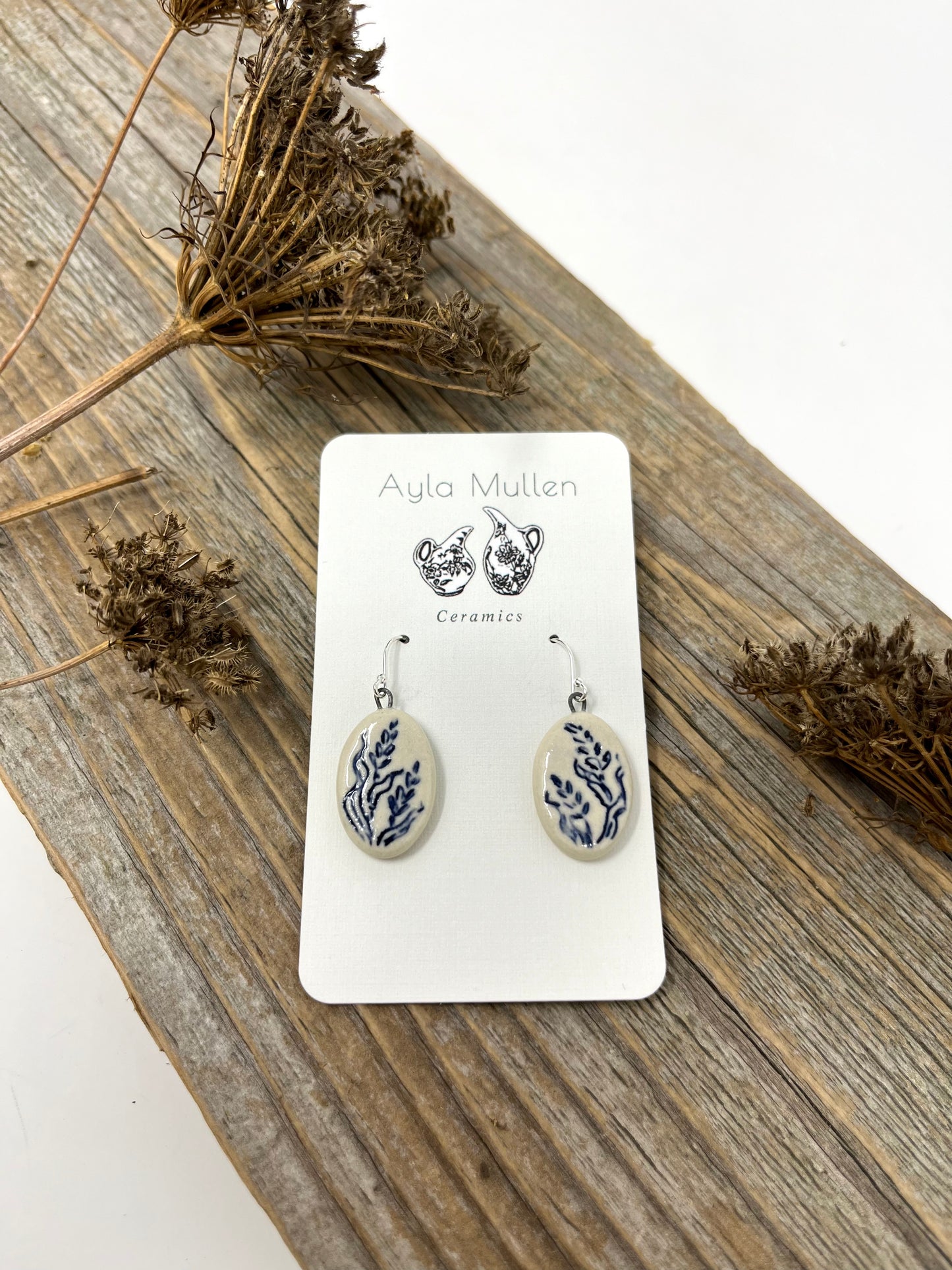 Small Oval Wild Grass Earrings #1